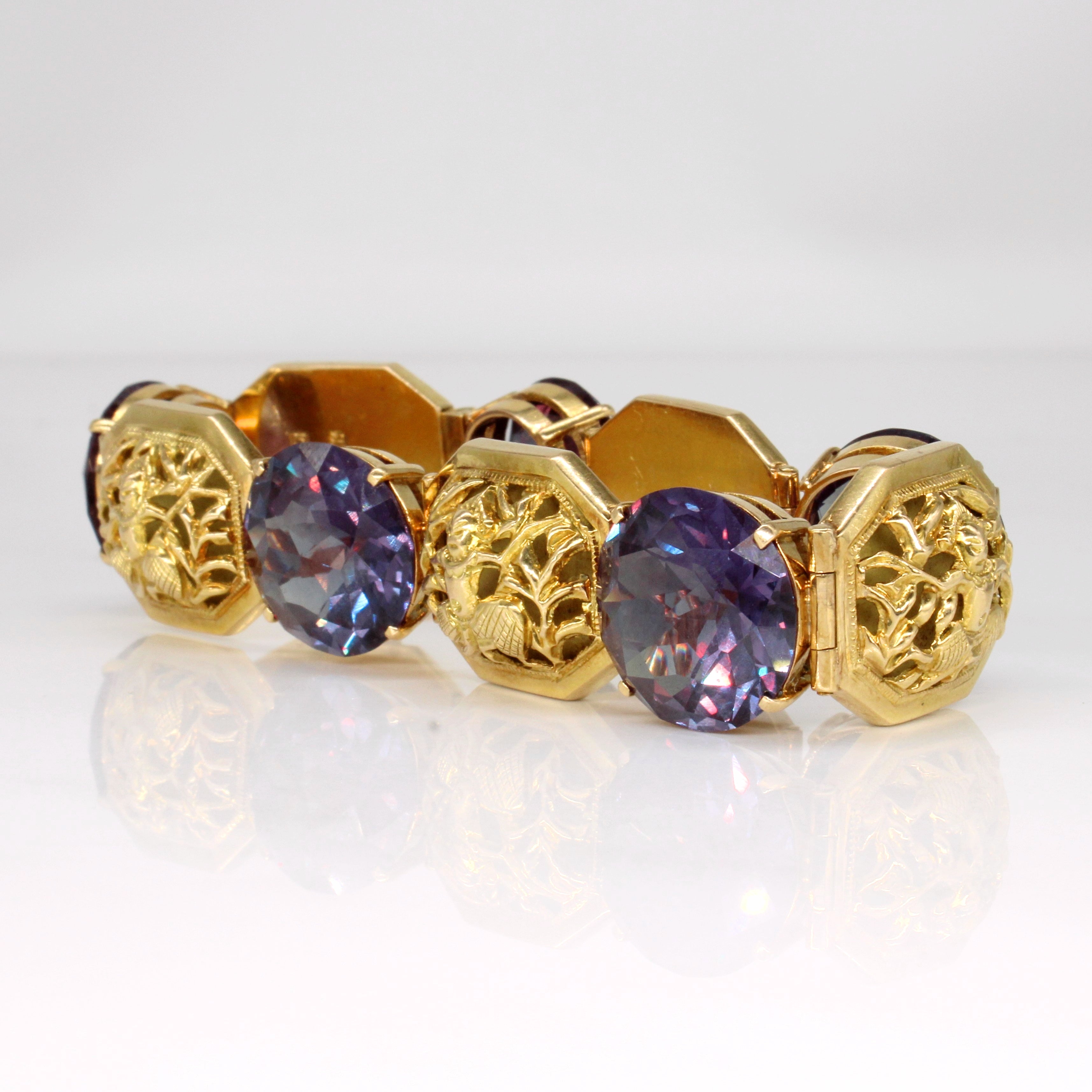 Synthetic Colour Change Sapphire Bracelet | 65.00ctw | 7" |