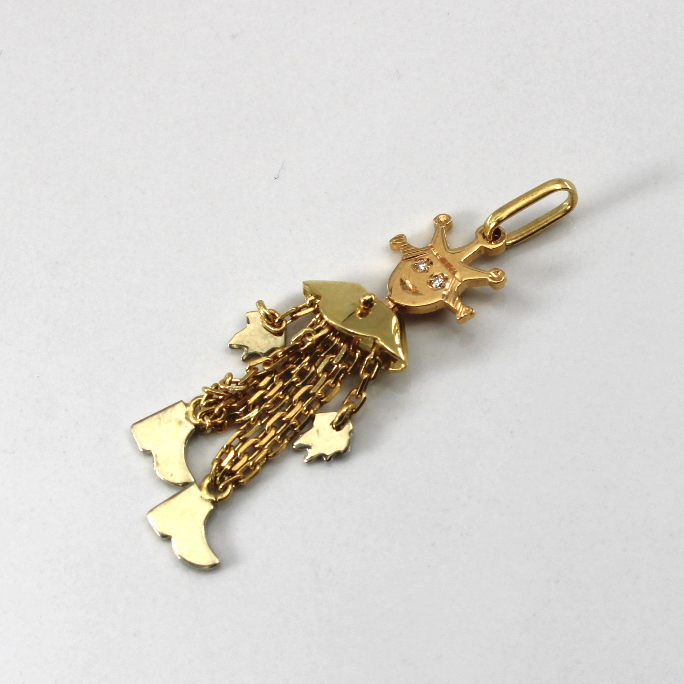 Pendentif bouffon en or jaune 18 carats et diamants | 0,01 ct |