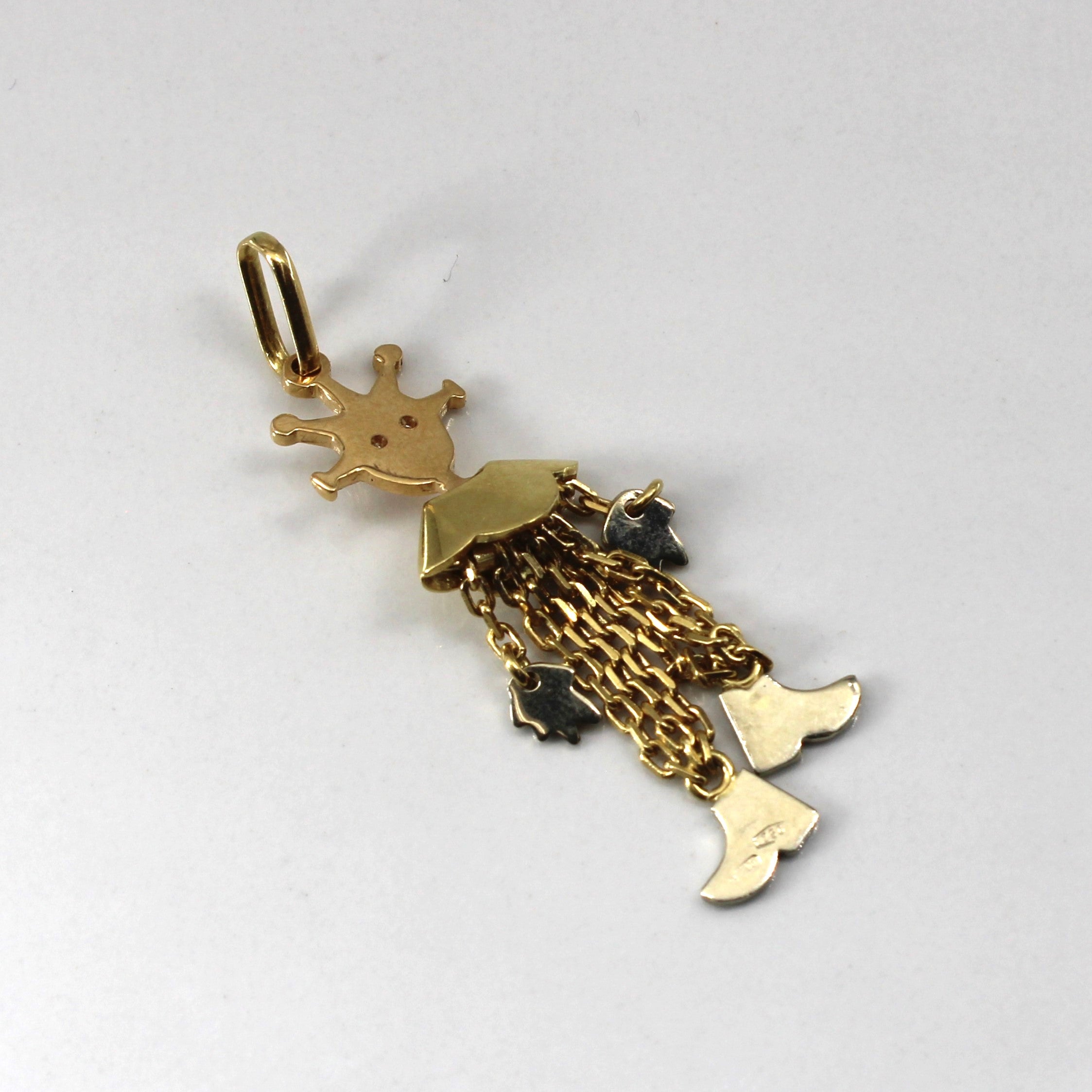 Pendentif bouffon en or jaune 18 carats et diamants | 0,01 ct |