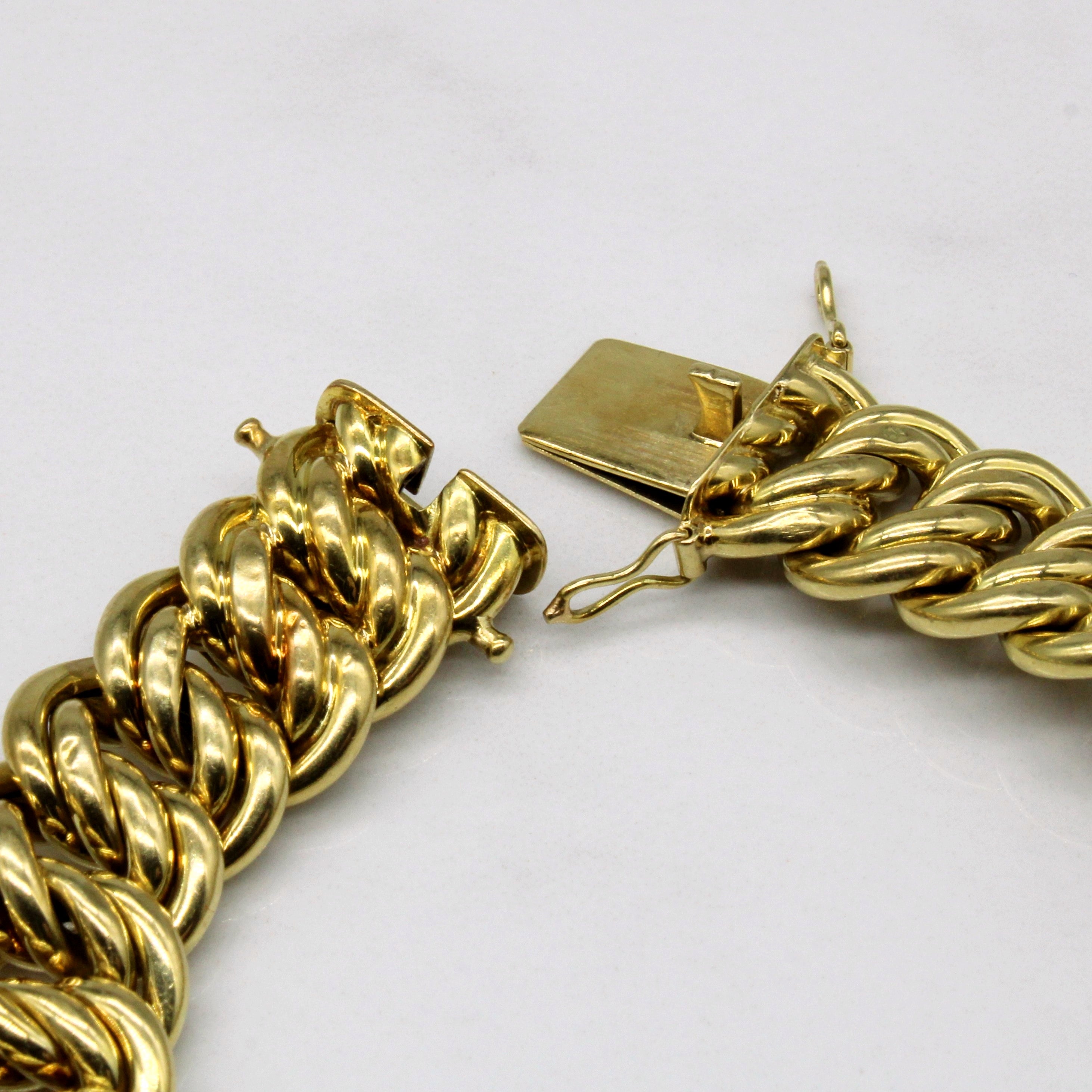 14k Yellow Gold Double Link Curb Bracelet | 8" |