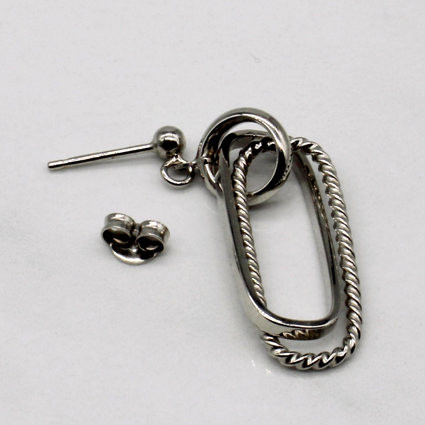 14k White Gold Drop Earrings