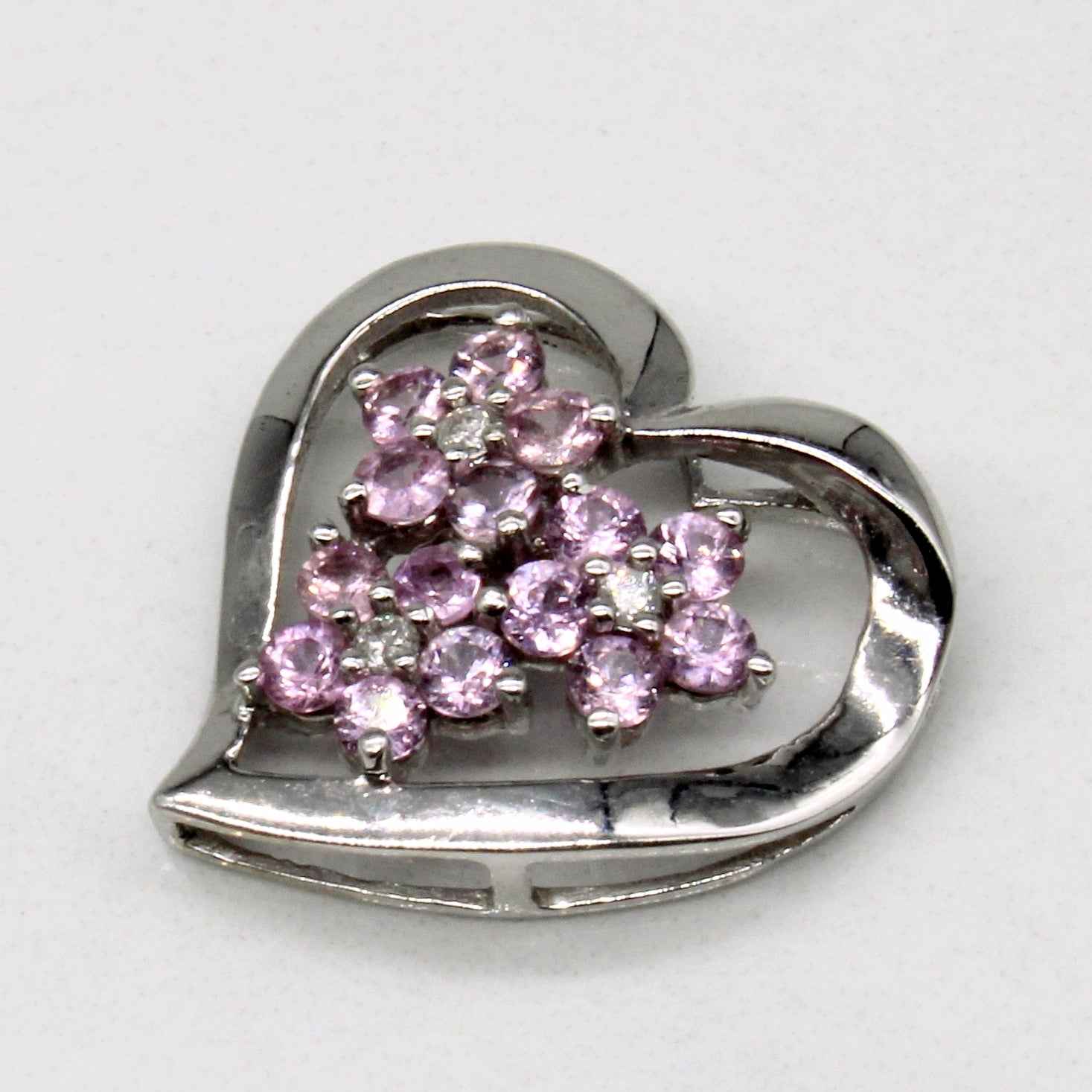 Pink Sapphire & Diamond Heart Pendant | 0.50ctw, 0.03ctw |
