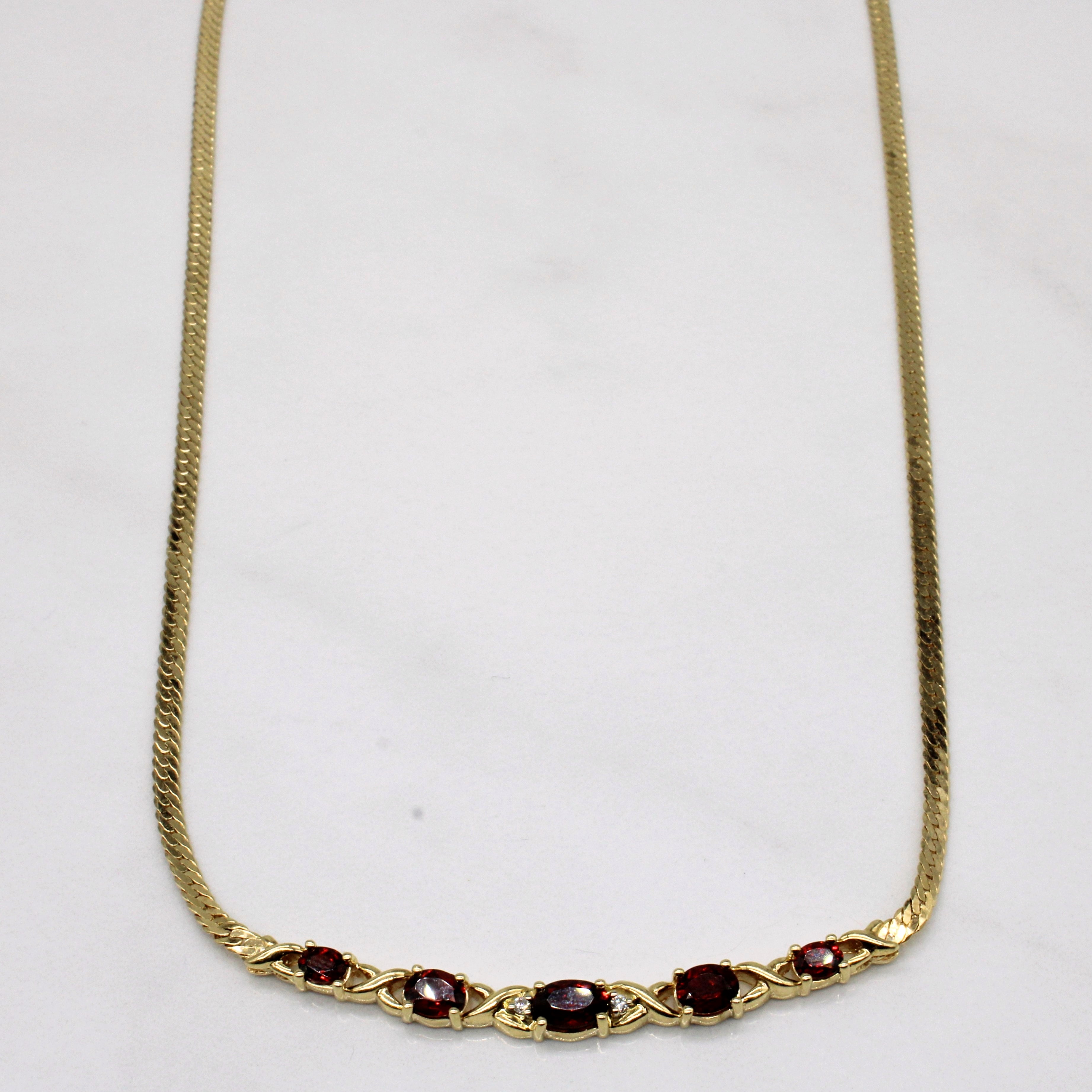 Garnet & Diamond Scoop Pendant Necklace | 1.80ctw, 0.02ctw | 17" |