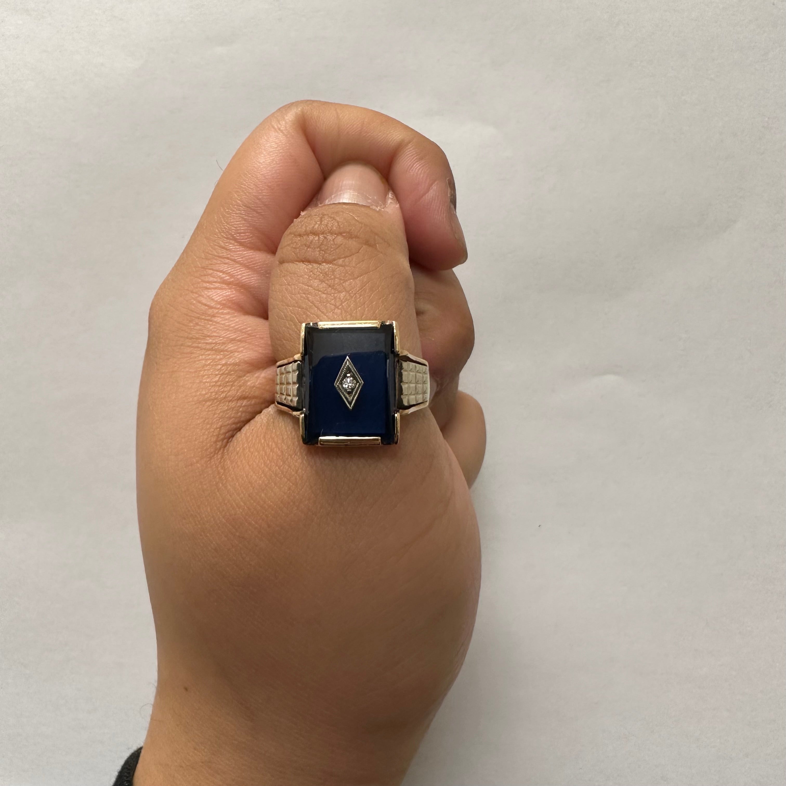 Synthetic Blue Spinel & Diamond Ring | 9.00ct, 0.02ct | SZ 12 |