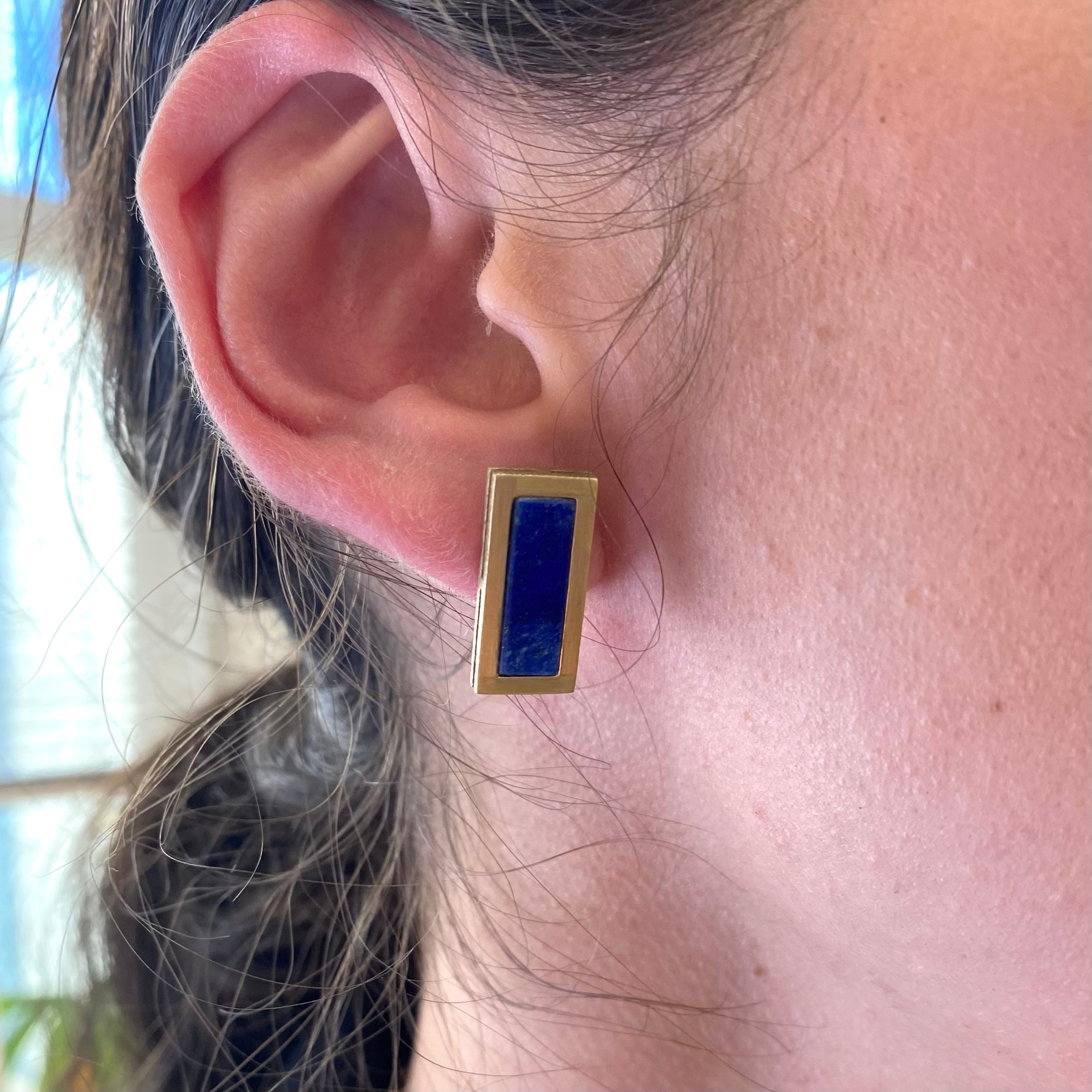 Flat Cut Lapis Lazuli Earrings | 3.00ctw |