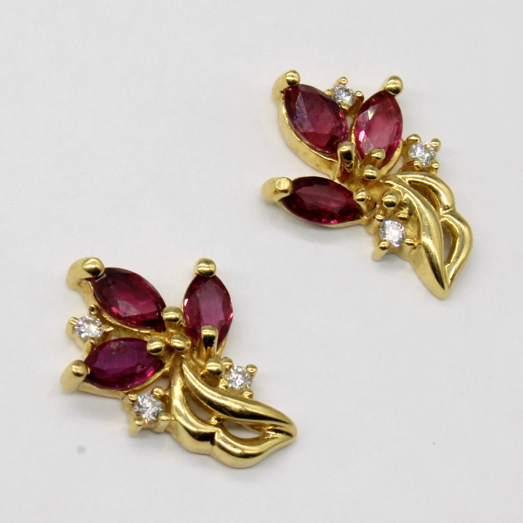 Ruby & Diamond Earrings | 0.80ctw, 0.09ctw |