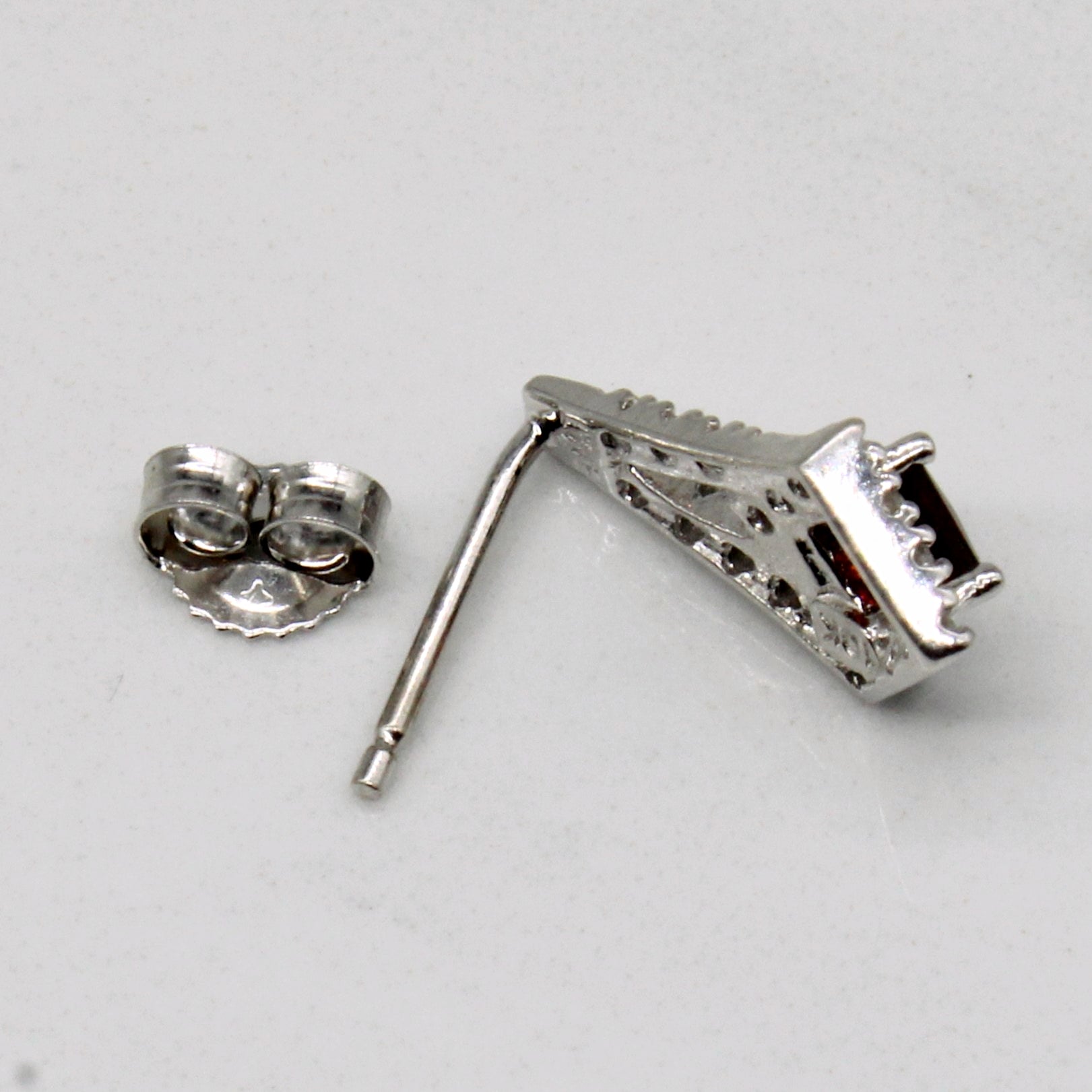 Garnet & Diamond Drop Earrings | 0.36ctw, 0.11ctw |