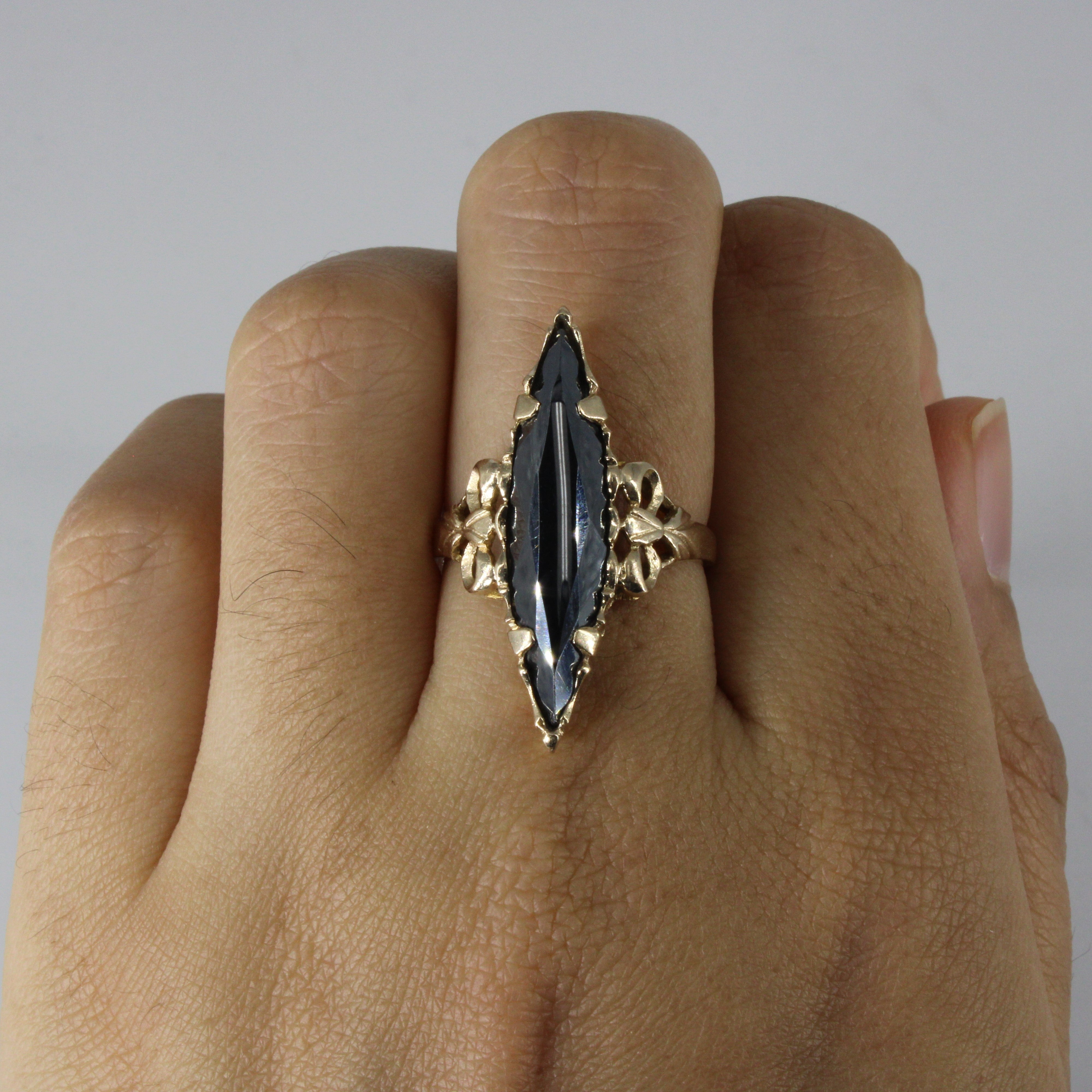 Bague solitaire en hématite | 6,00 ct | Taille 6,5 |