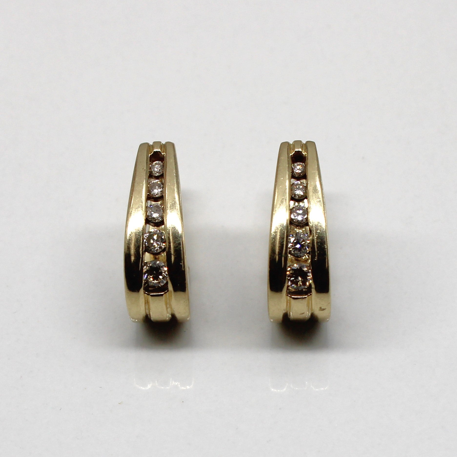 Channel Diamond Huggie Earrings | 0.20ctw |
