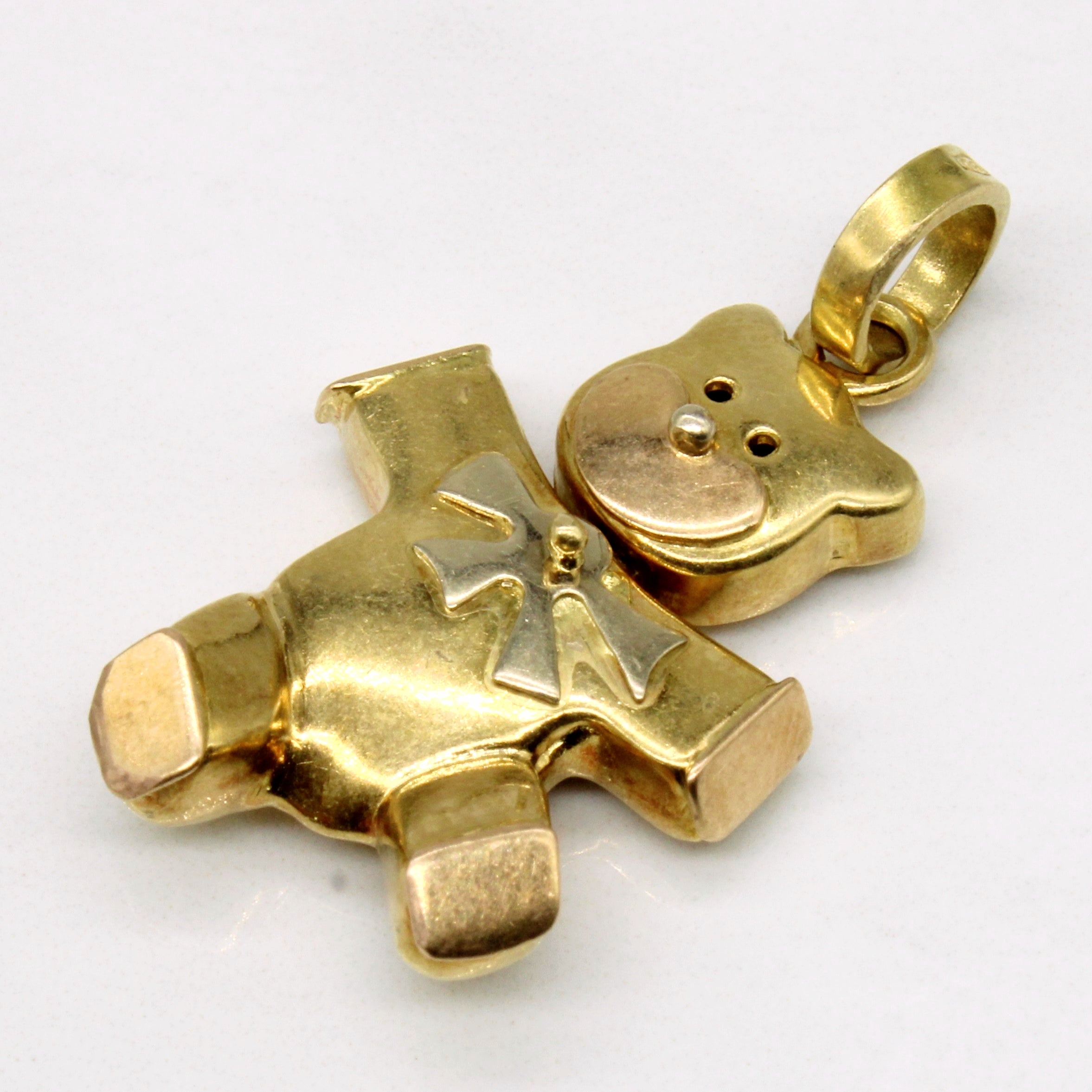 18k Tri Tone Gold Teddy Bear Pendant