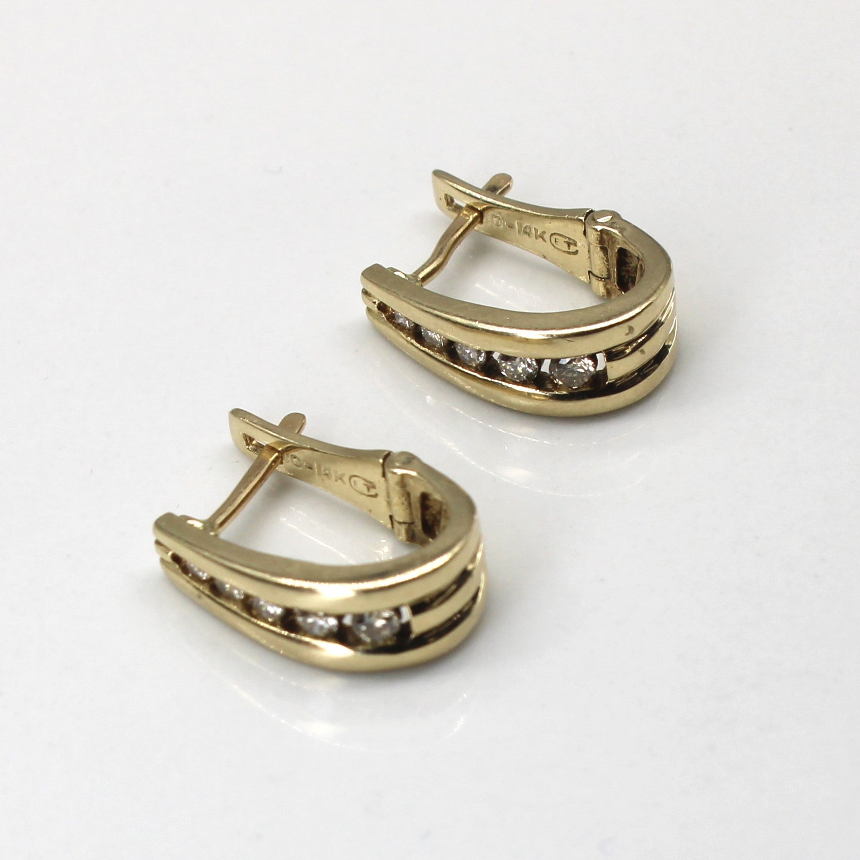 Channel Diamond Huggie Earrings | 0.20ctw |