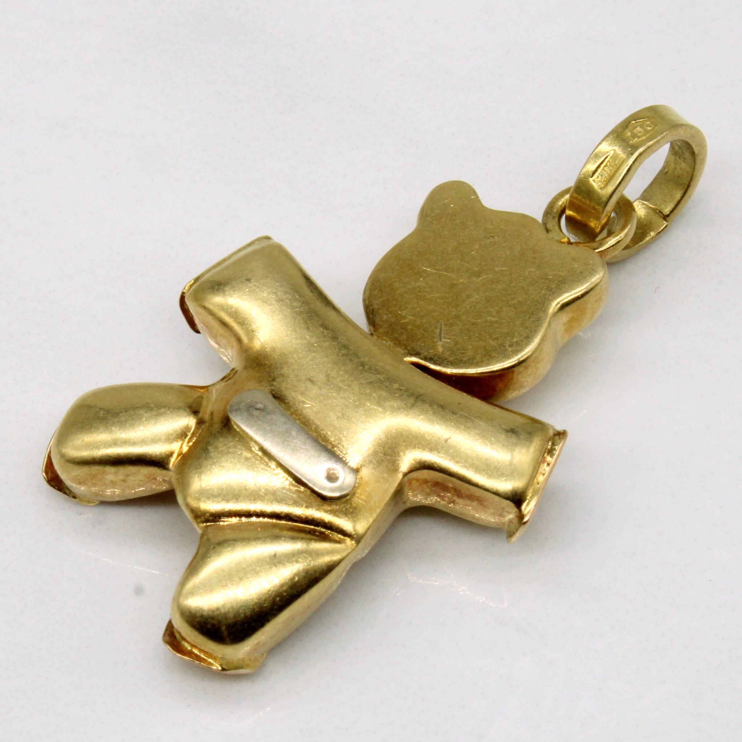 18k Tri Tone Gold Teddy Bear Pendant