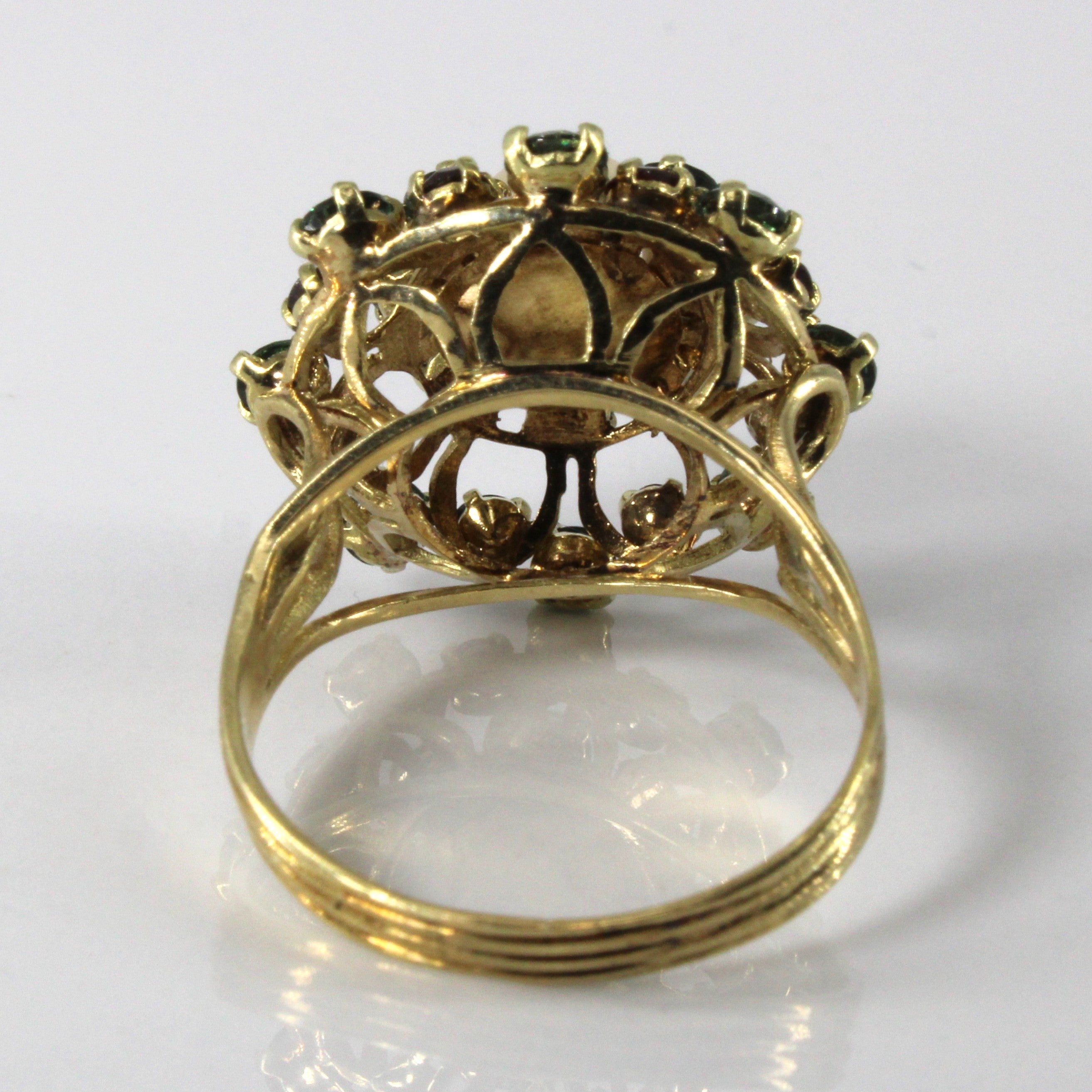 Pearl & Multi-Gemstone Cocktail Ring | SZ 8.75 |