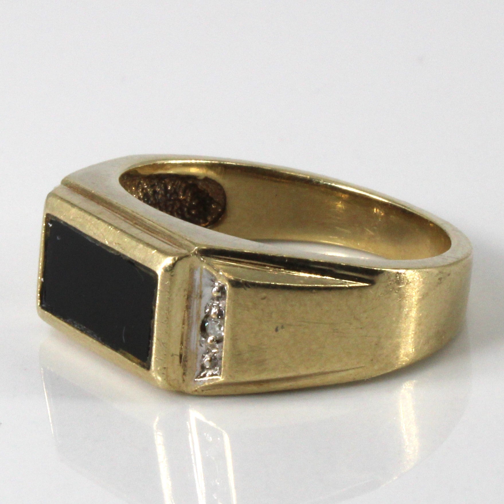 Onyx & Diamond Flat Edge Ring | 1.00ct | 0.02ctw | SZ 7.5 |