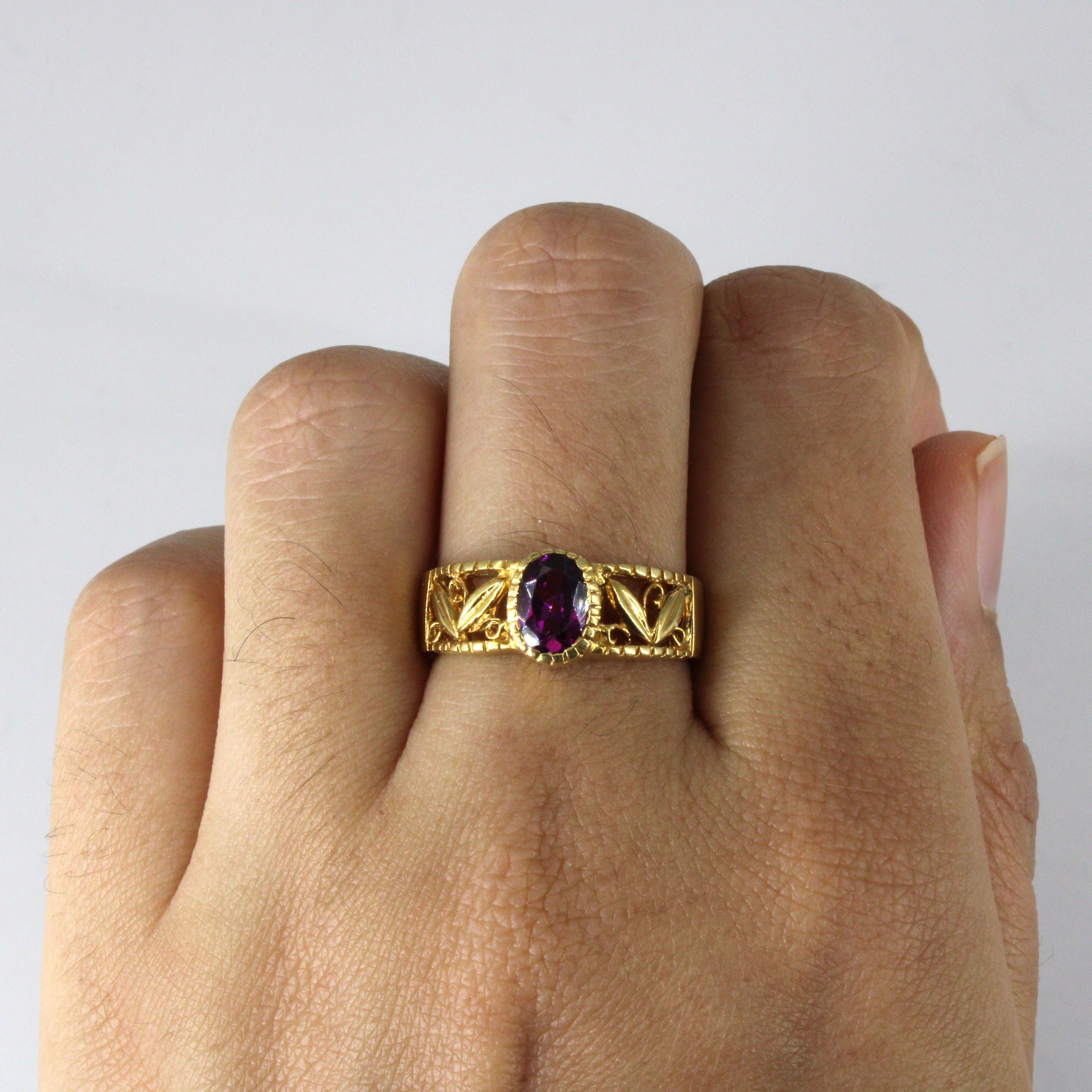 Bague en filigrane de grenat rhodolite serti clos | 0,80 ct | Taille 7,75 |