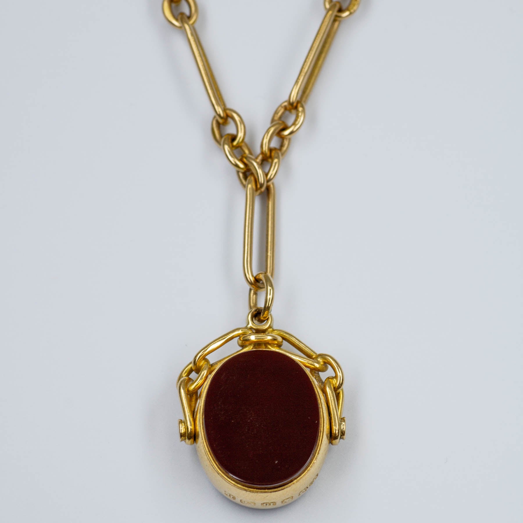 Birmingham 1887 Agate & Bloodstone Reversible Necklace Victorian Era| 10.00ctw | 14" |