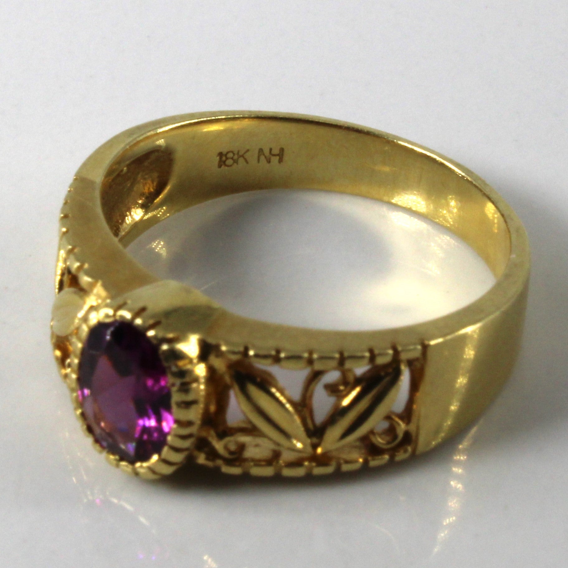 Bague en filigrane de grenat rhodolite serti clos | 0,80 ct | Taille 7,75 |