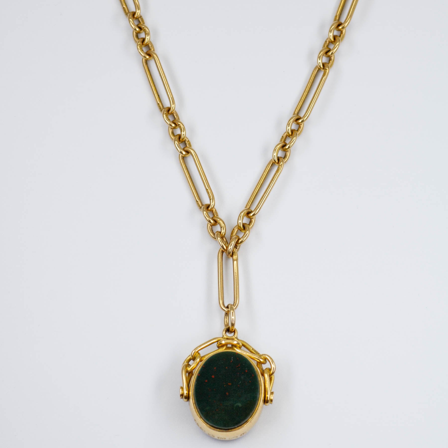 Birmingham 1887 Agate & Bloodstone Reversible Necklace Victorian Era| 10.00ctw | 14" |