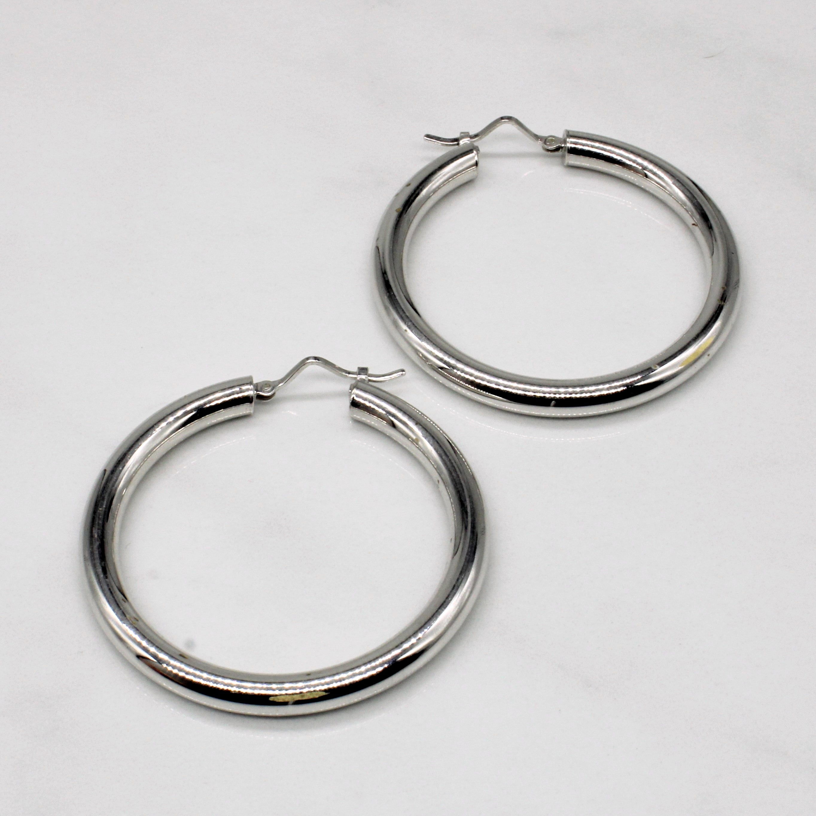 18k White Gold Hoop Earrings
