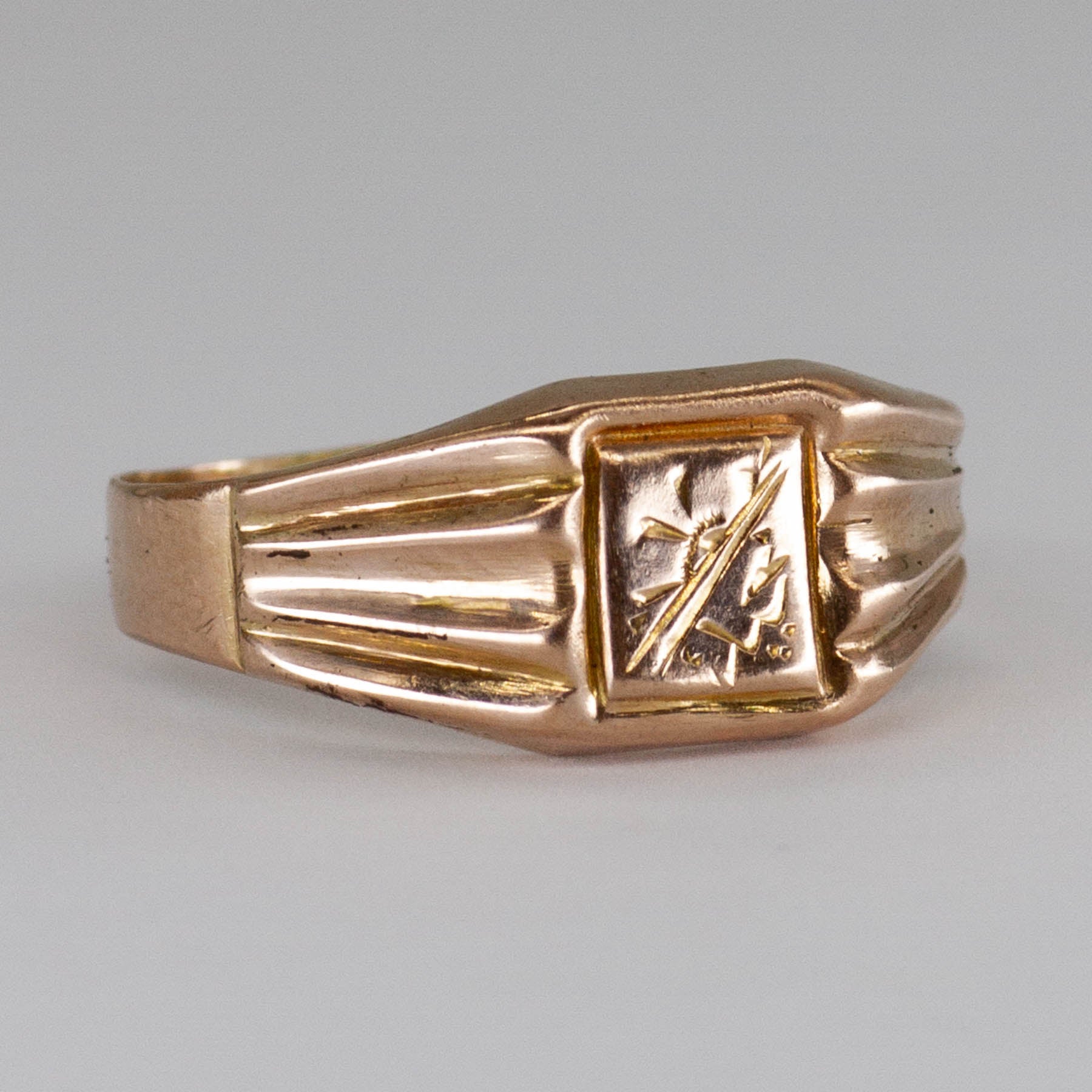 Vintage Lebanese Hallmarked Yellow Gold Engraved Ring | SZ 9.75 |