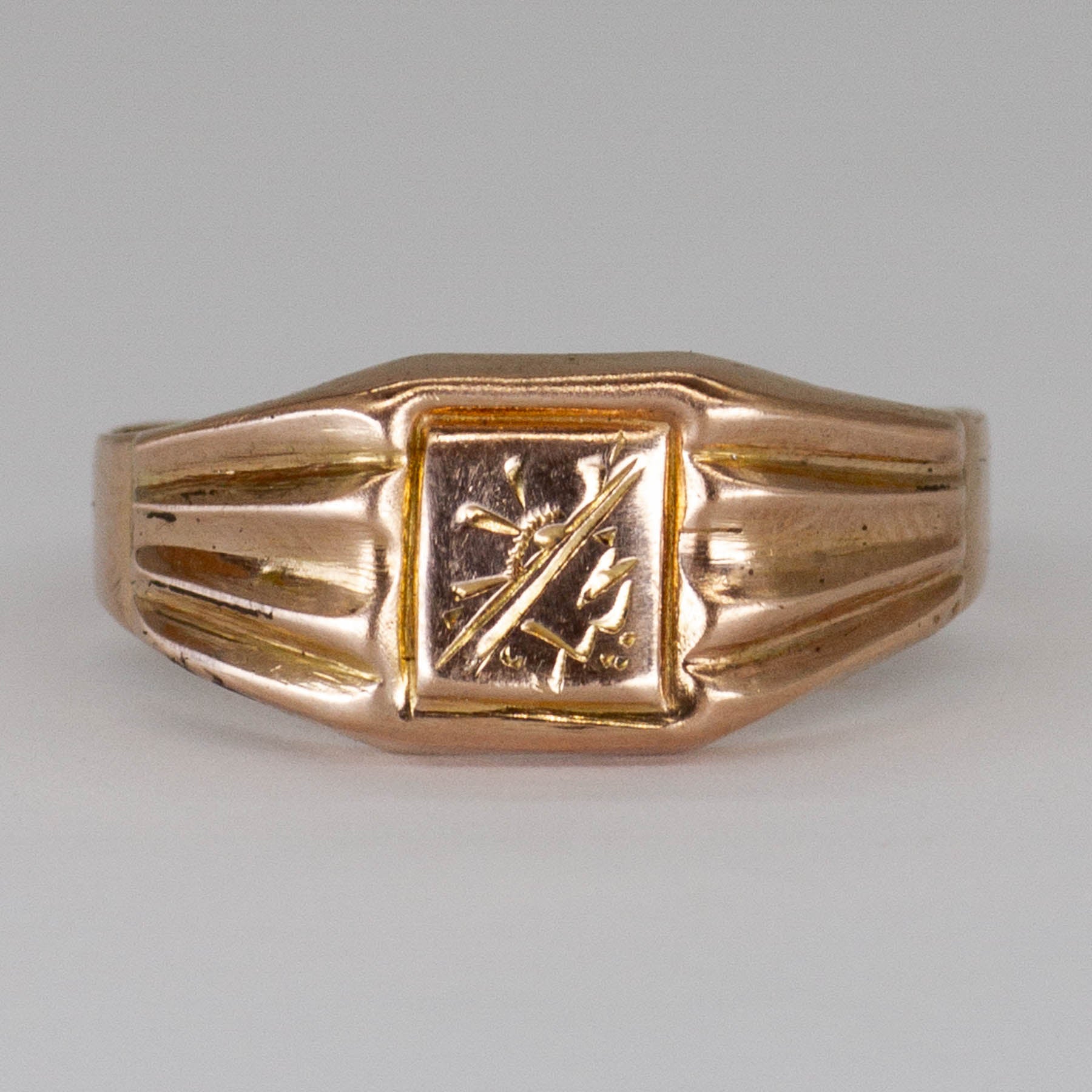 Vintage Lebanese Hallmarked Yellow Gold Engraved Ring | SZ 9.75 |