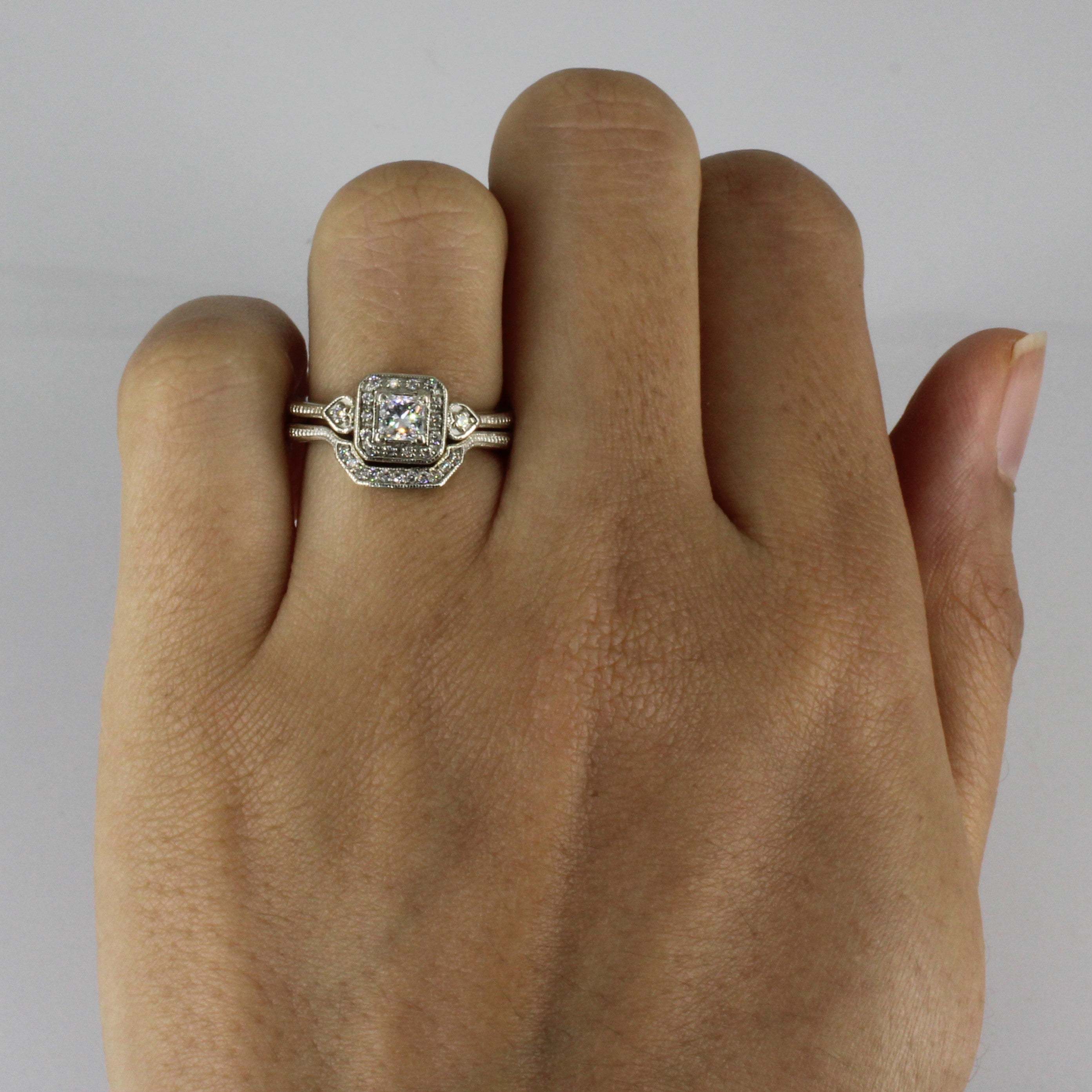Halo Set Diamond Engagement Ring Set | 0.44ctw | SZ 5.25 |