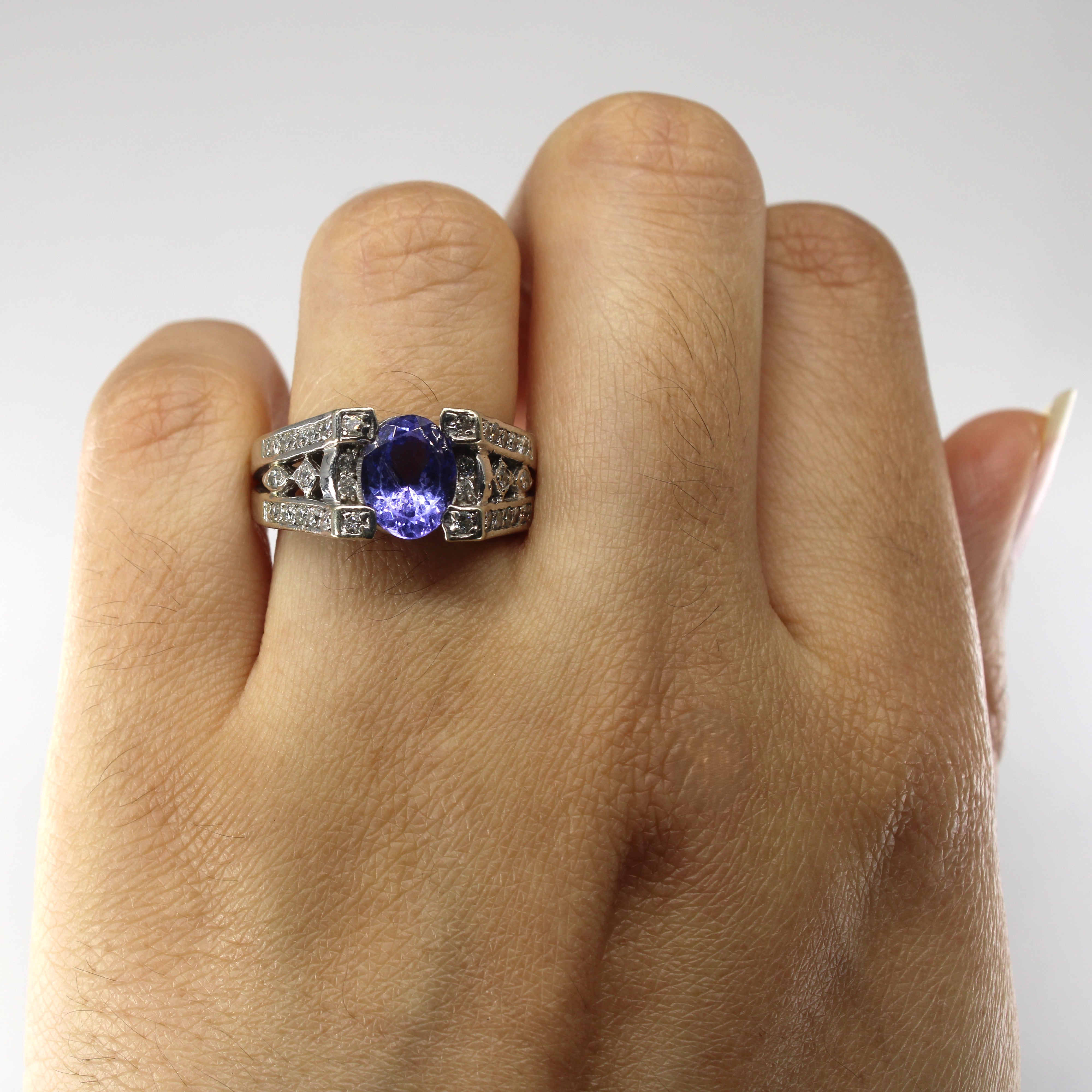 Tanzanite & Diamond Split Shank Ring | 1.80ct | 0.60ctw | SZ 6 |