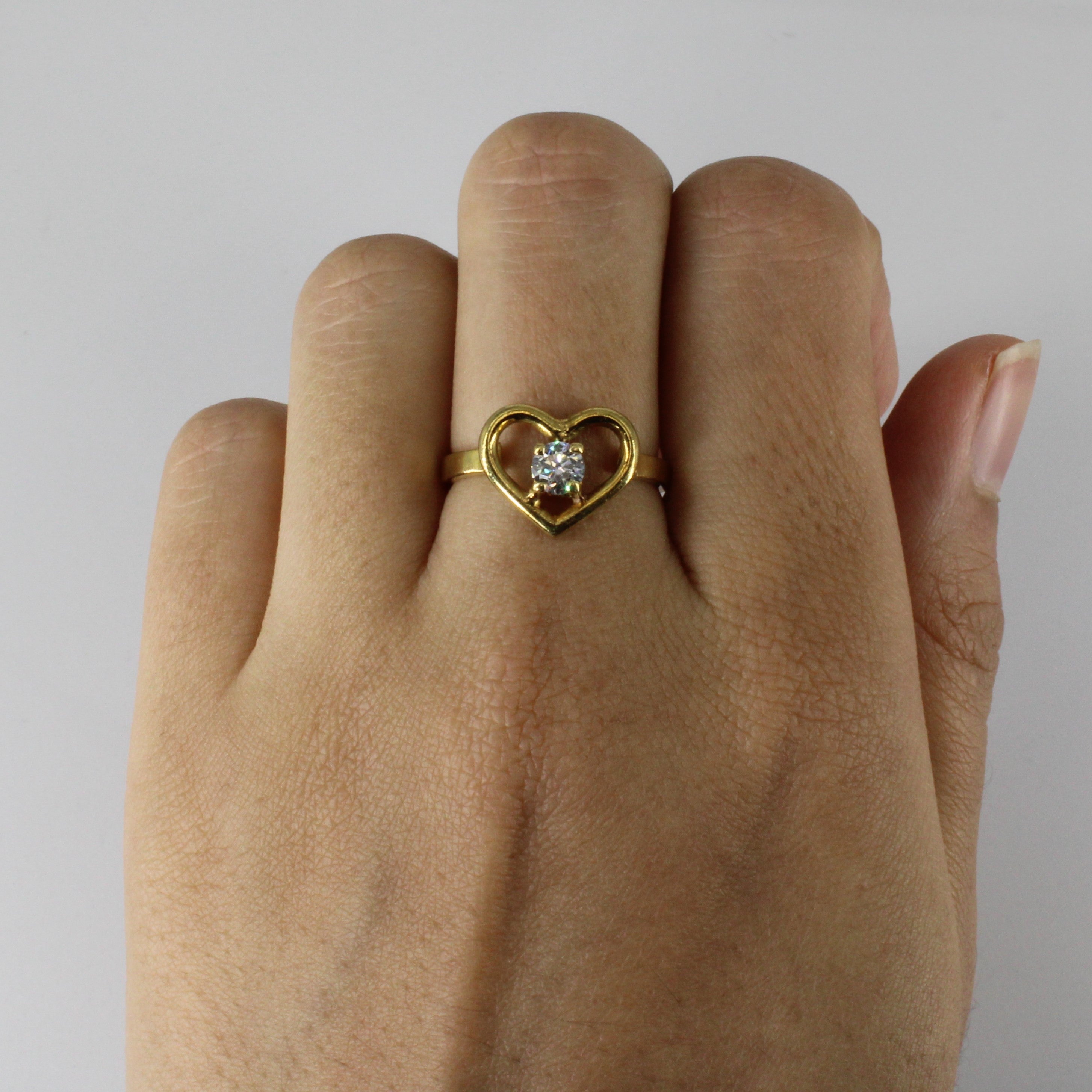 Solitaire Set Diamond Heart Shaped Ring | 0.30ct | SZ 6.75 |