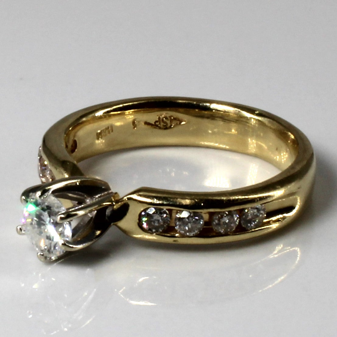 Solitaire Diamond with Channel Accents Ring | 0.51ctw | SZ 5 |