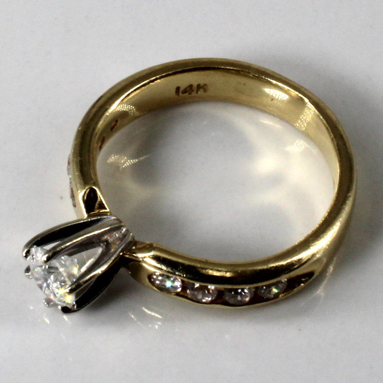 Solitaire Diamond with Channel Accents Ring | 0.51ctw | SZ 5 |