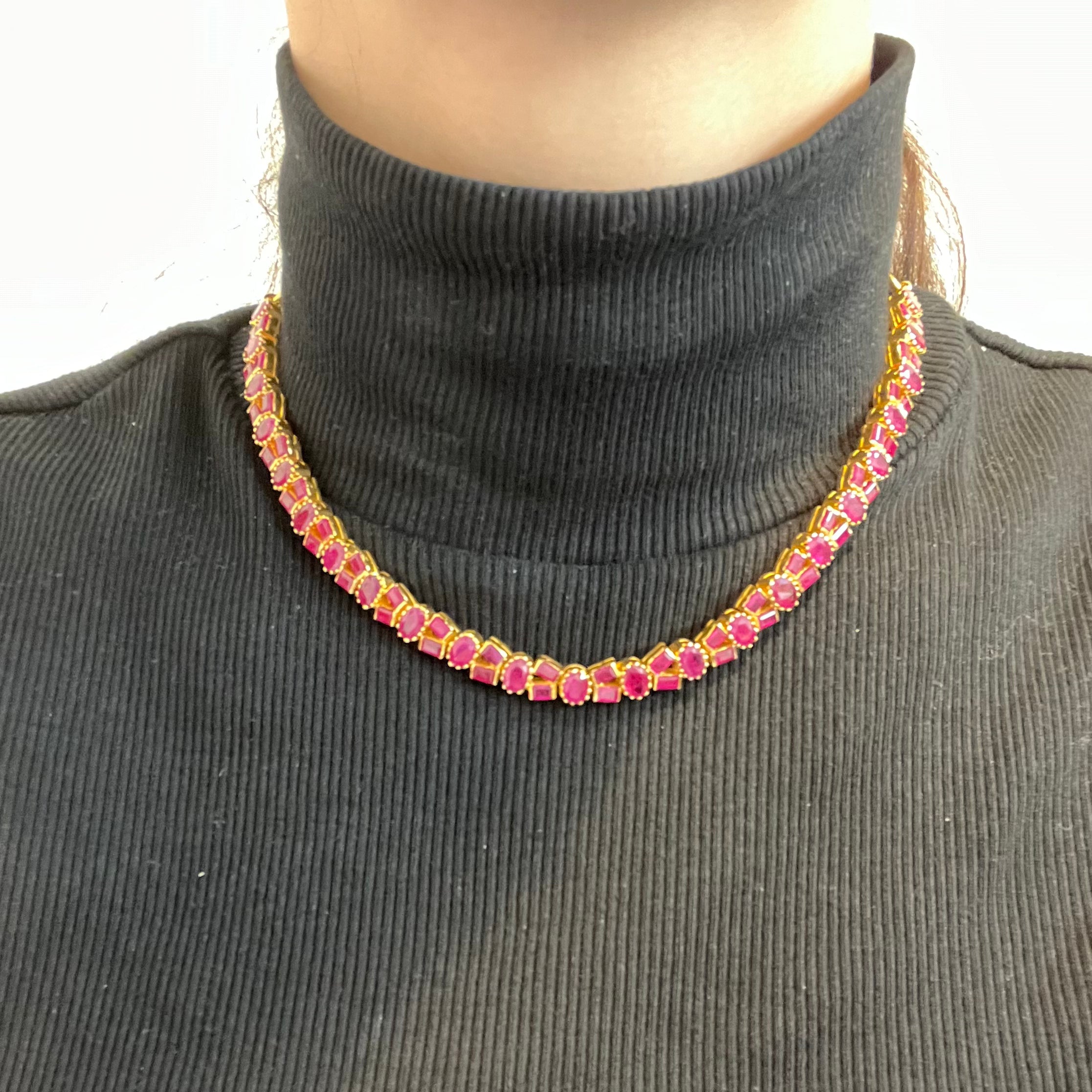 22k Yellow Gold and Ruby Necklace | 13.50 ctw | 16"