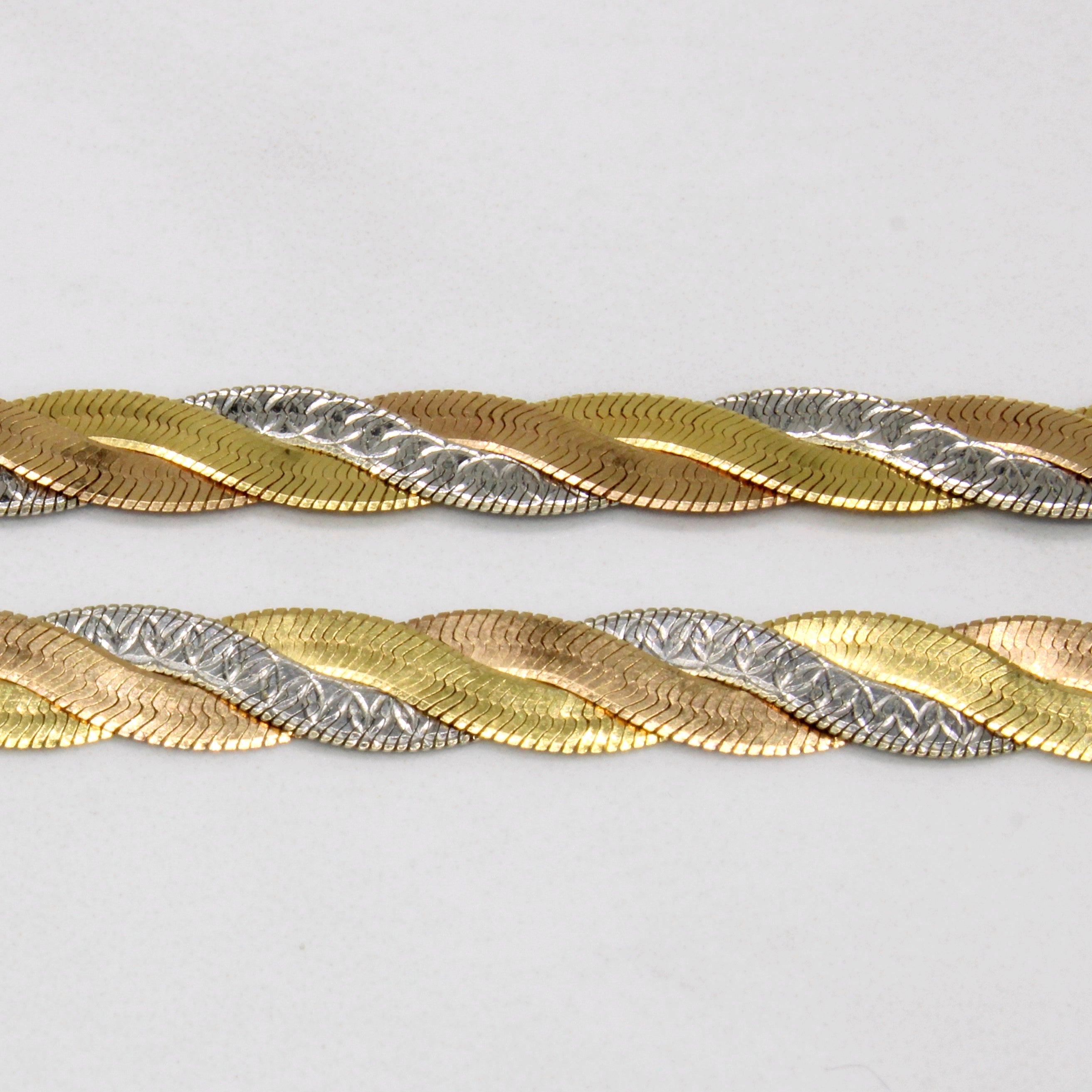 18k Tri Tone Gold Woven Necklace | 16" |