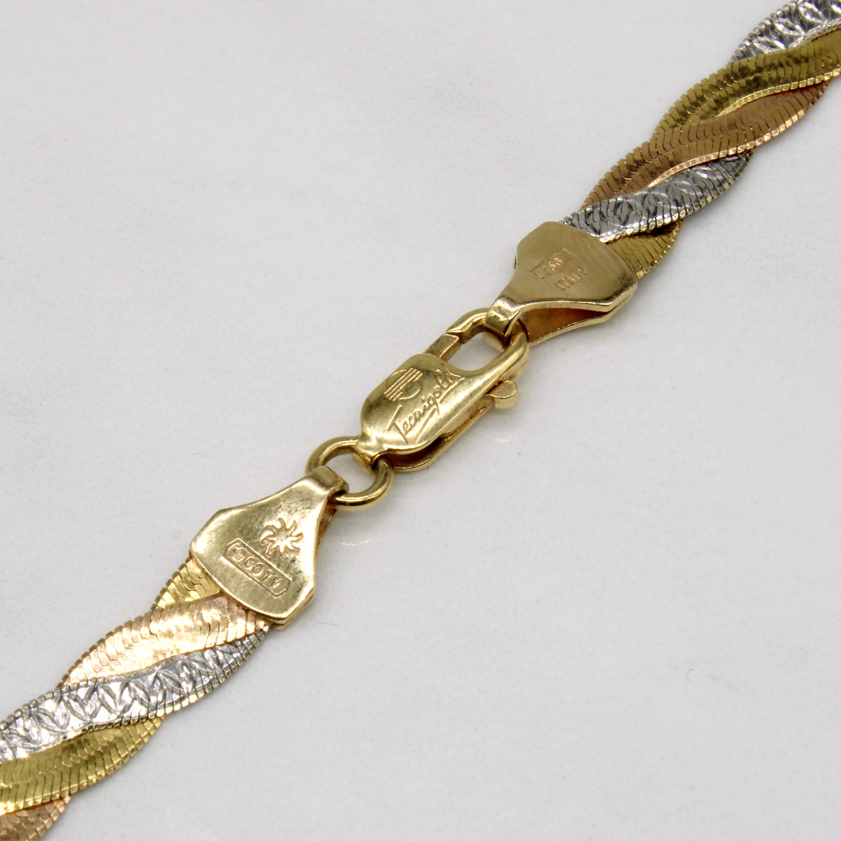 18k Tri Tone Gold Woven Necklace | 16" |
