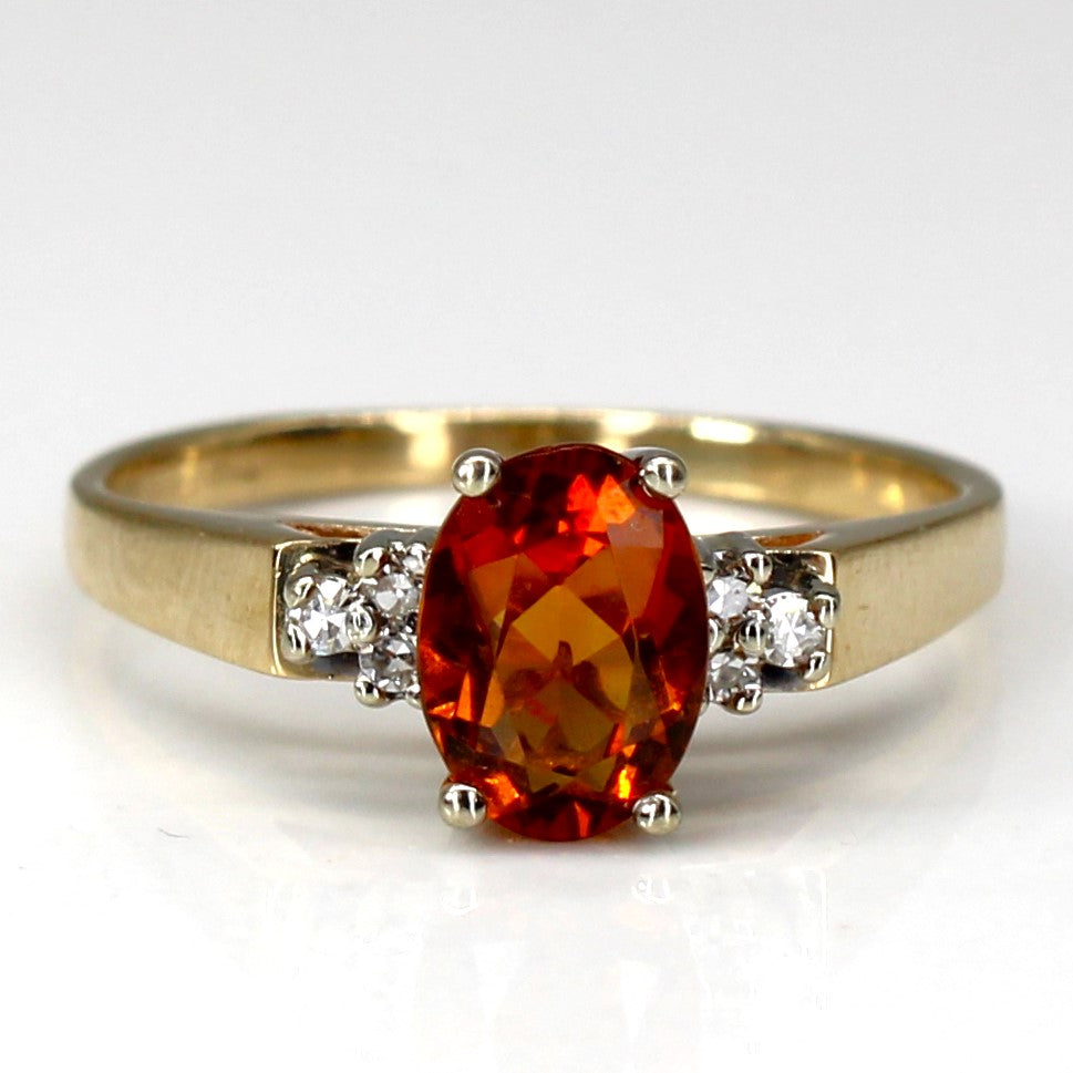 Bague en citrine et diamants | 0,65 ct | 0,05 ct au total | Taille 5,25 |