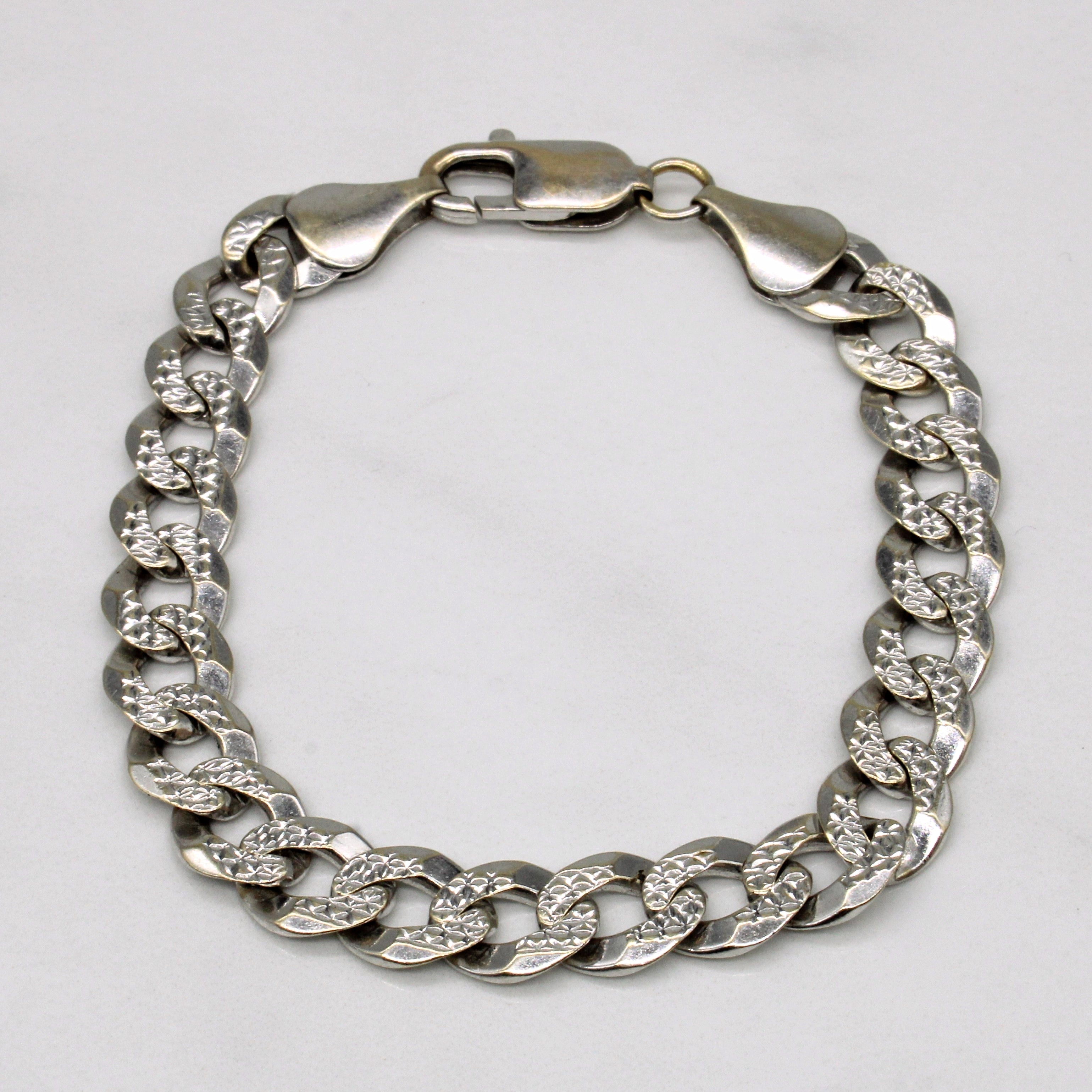 18k White Gold Curb Link Bracelet | 7" |