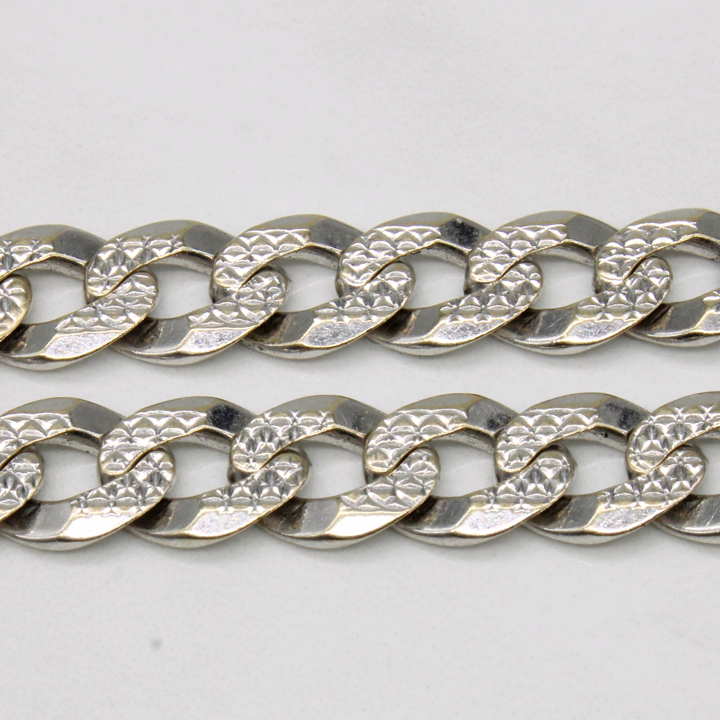 18k White Gold Curb Link Bracelet | 7" |