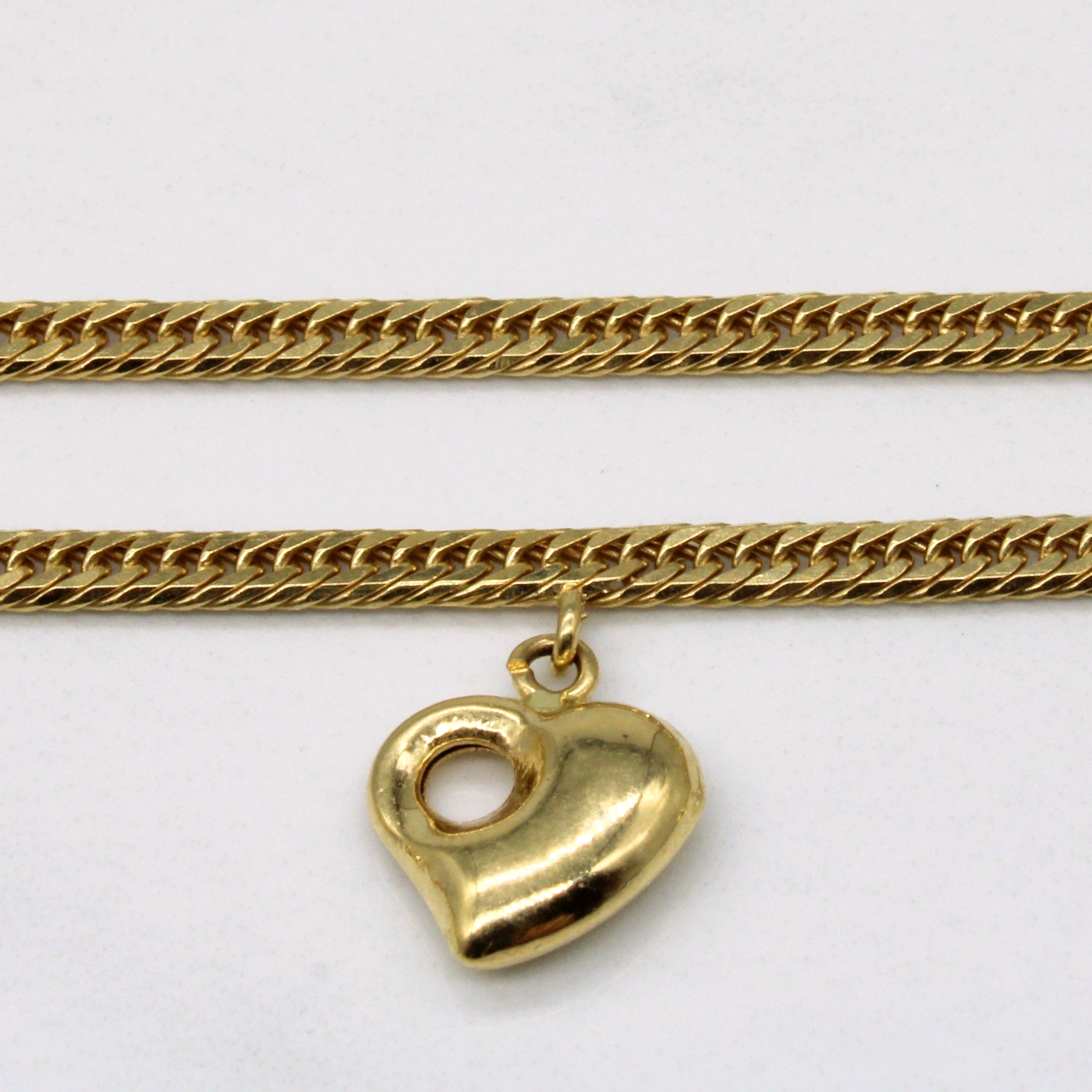 18k Yellow Gold Heart Charm Necklace | 18" |
