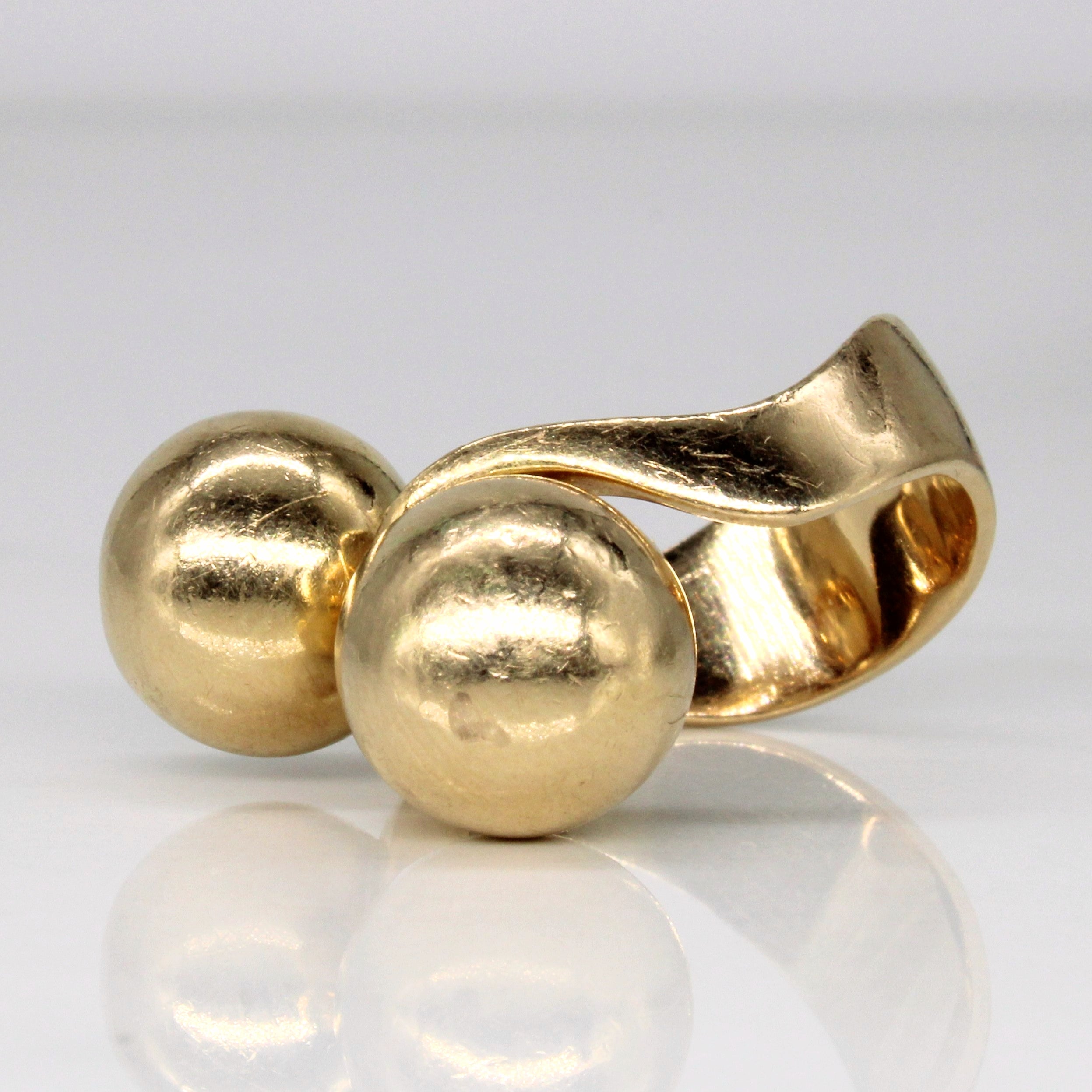 14k Yellow Gold Twin Sphere Ring | SZ 6.75 |