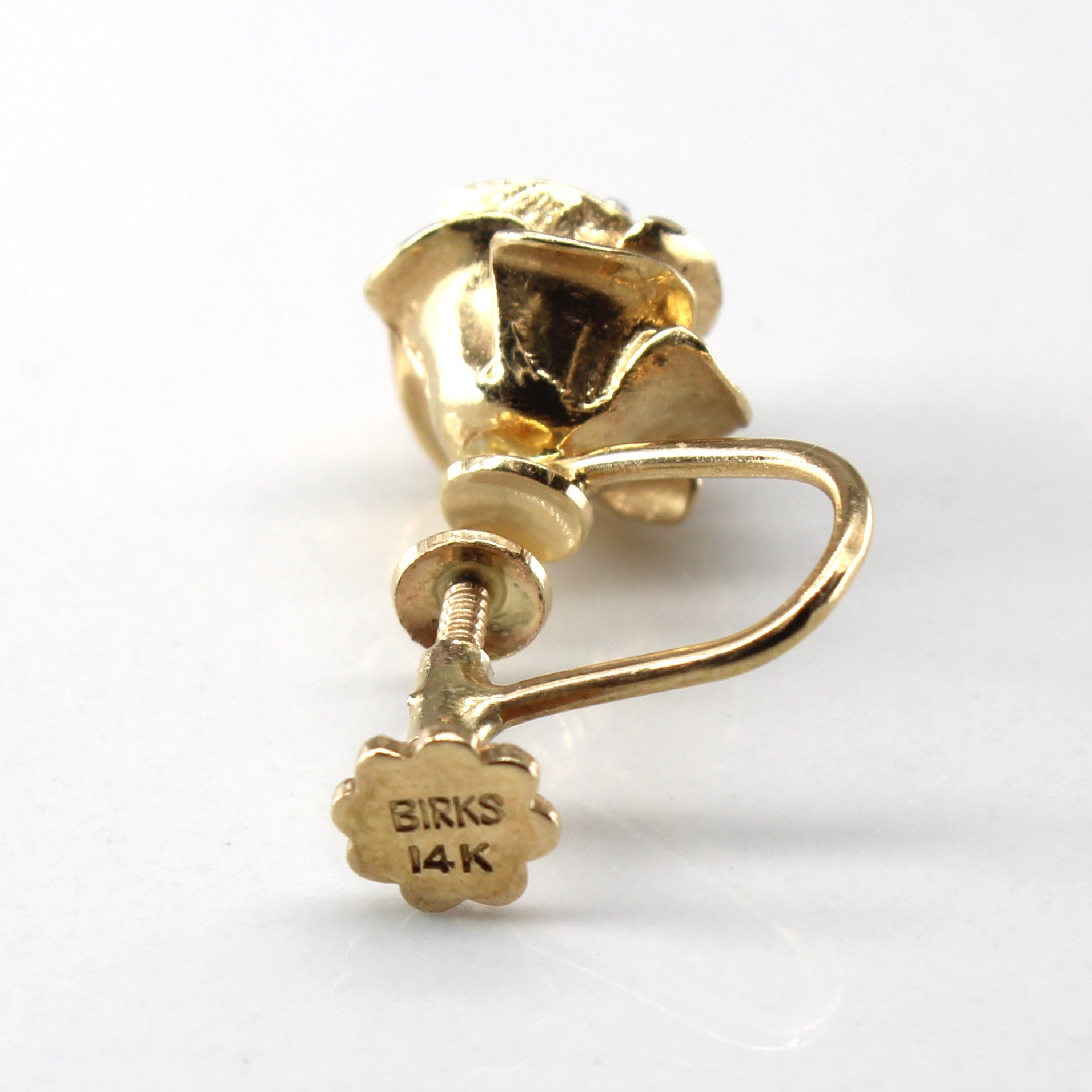 Rose Design Diamond Gold Clip On Earrings | 0.10ctw |