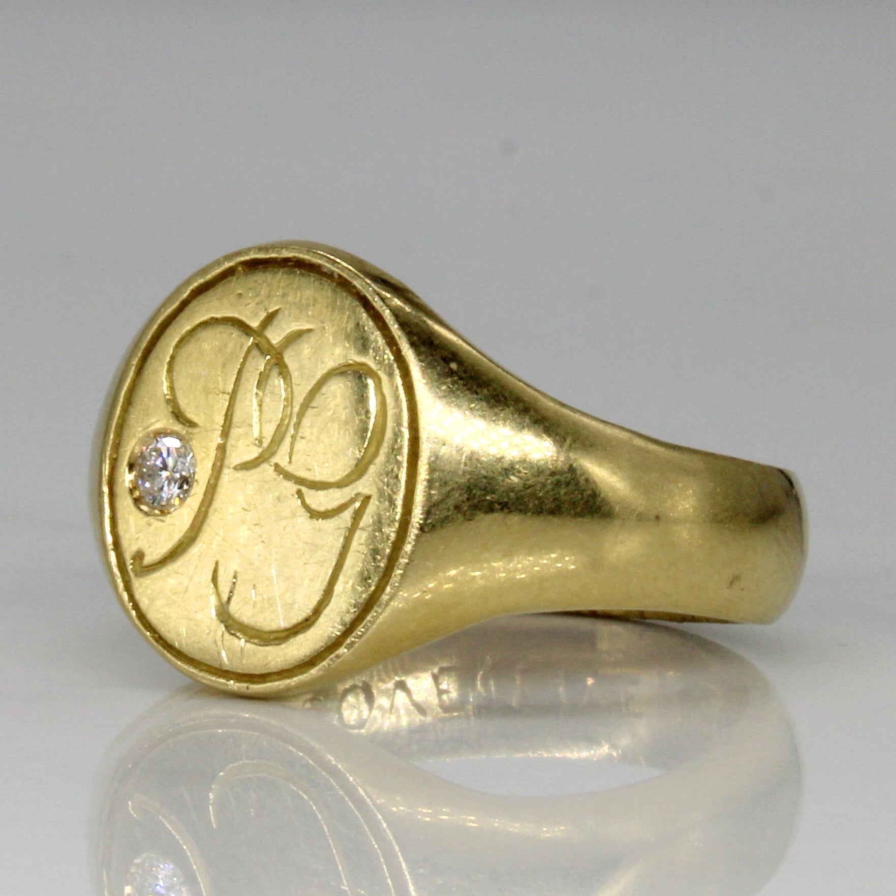 Diamond 'P.G.' Signet Ring | 0.05ct | SZ 8.25 |