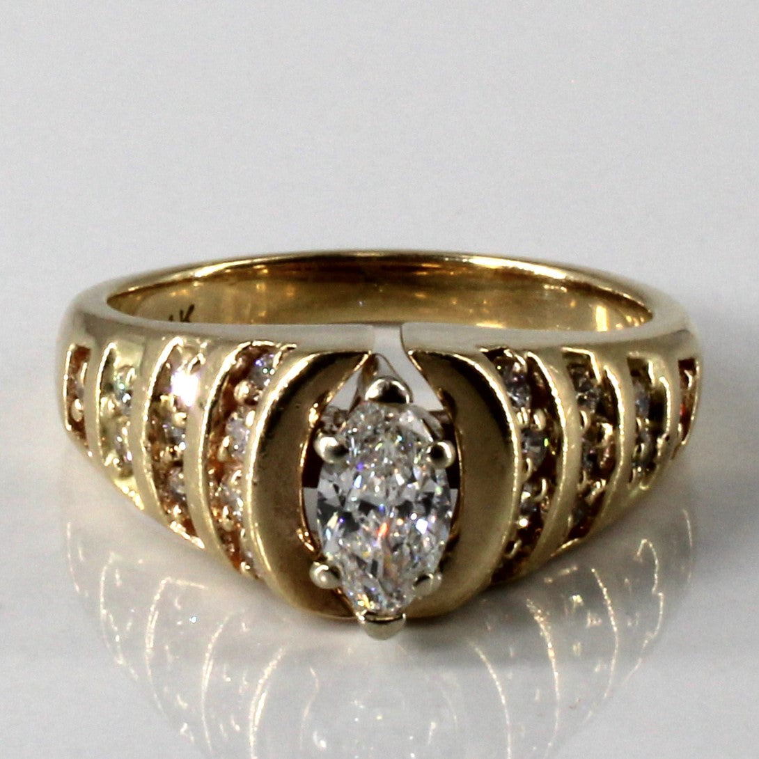 Bague de fiançailles en diamant taille marquise | 0,78 ct | Taille 5,5 |