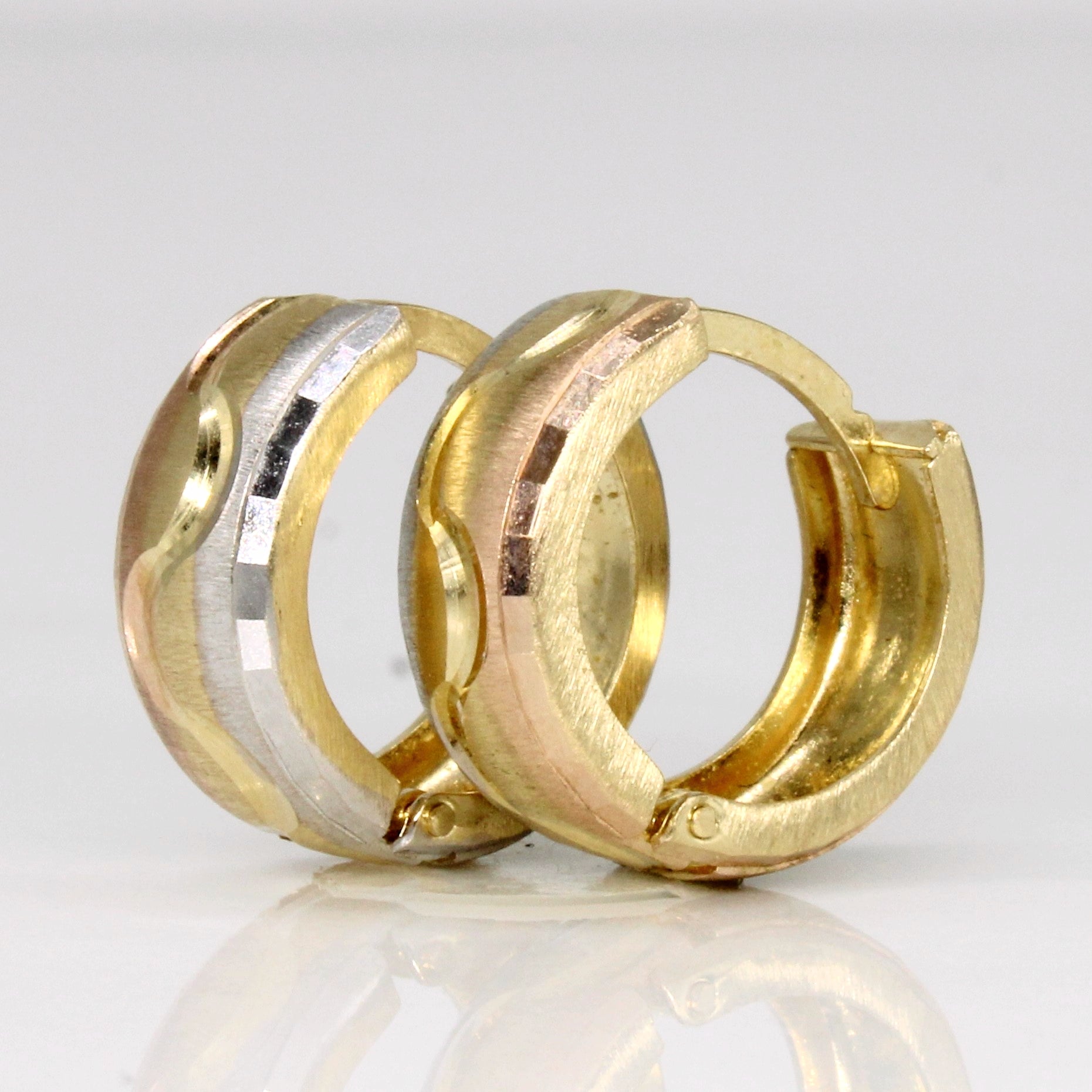 14k Tri Tone Gold Hoop Earrings