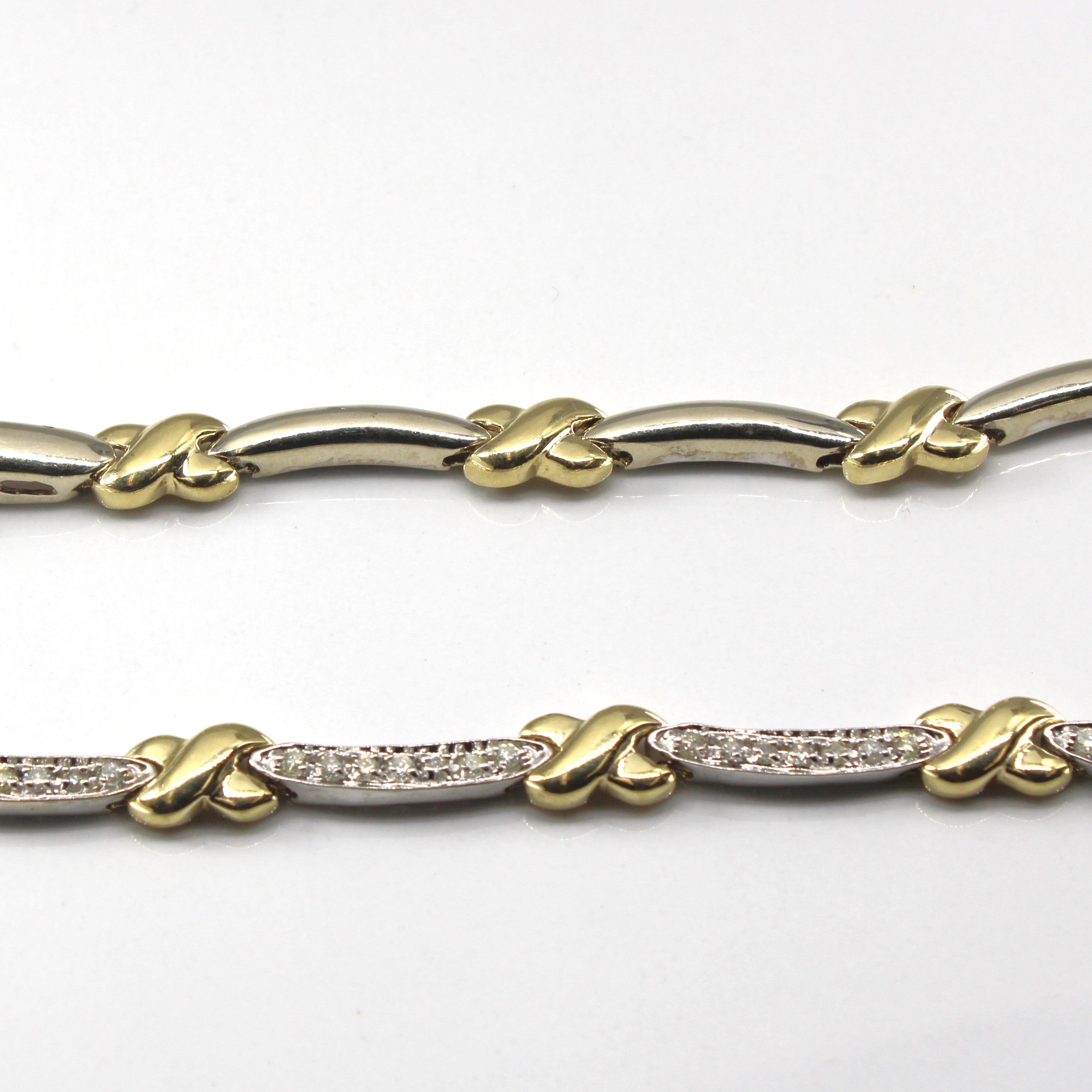 Two Tone Gold Crossover Diamond Necklace | 1.00ctw | 17"|