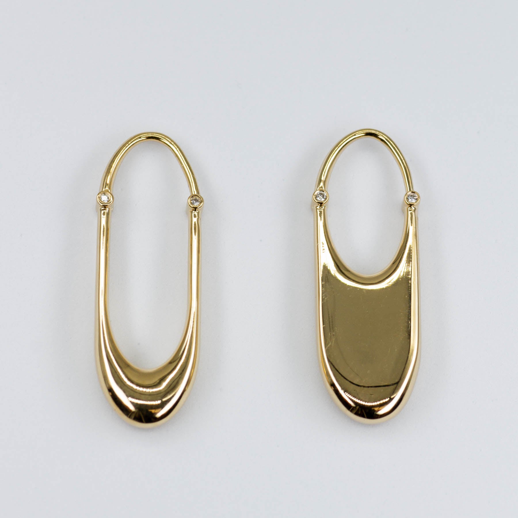 Rachel Weld 18k Yellow Gold Asymmetrical Slipper Earrings | 0.02ctw
