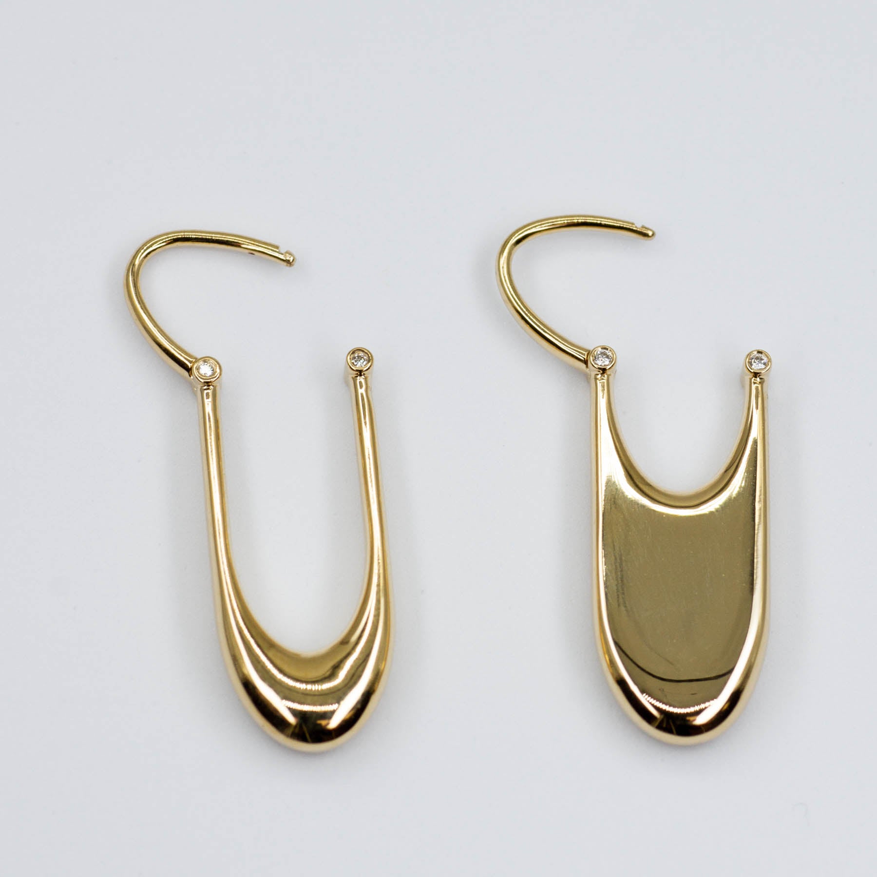 Rachel Weld 18k Yellow Gold Asymmetrical Slipper Earrings | 0.02ctw