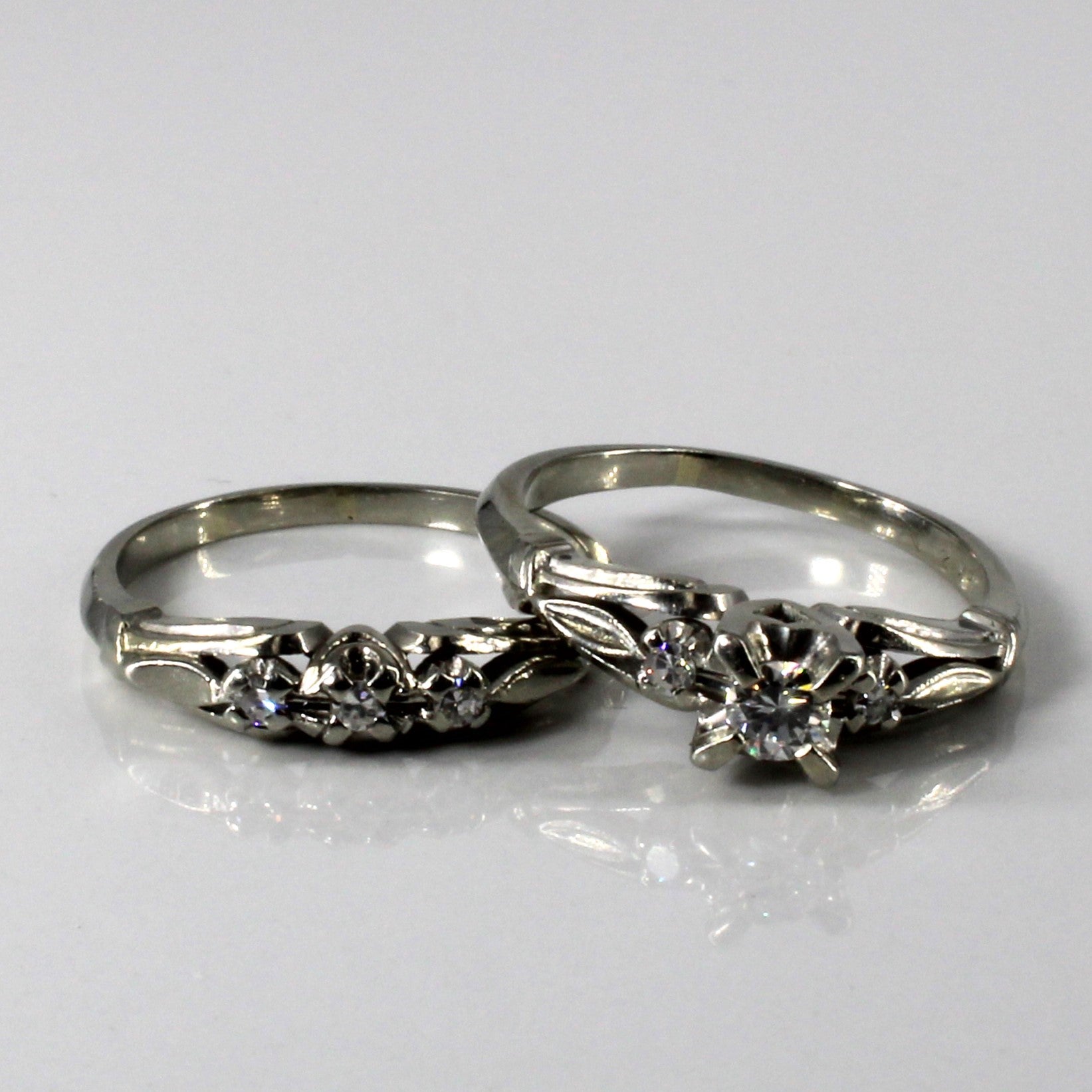 Three Stone Diamond Engagement Ring Set | 0.28ctw | SZ 7.5 |