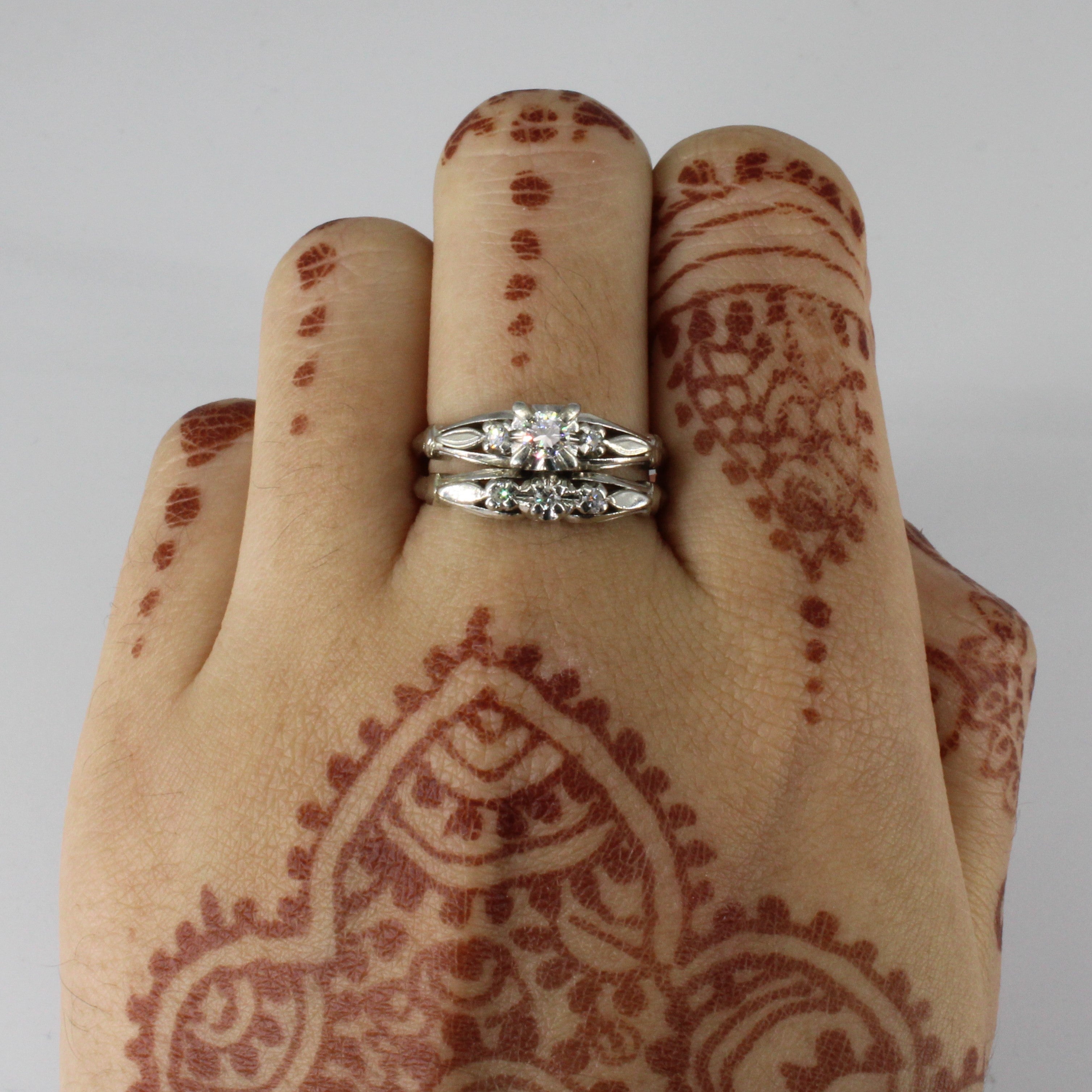 Three Stone Diamond Engagement Ring Set | 0.28ctw | SZ 7.5 |