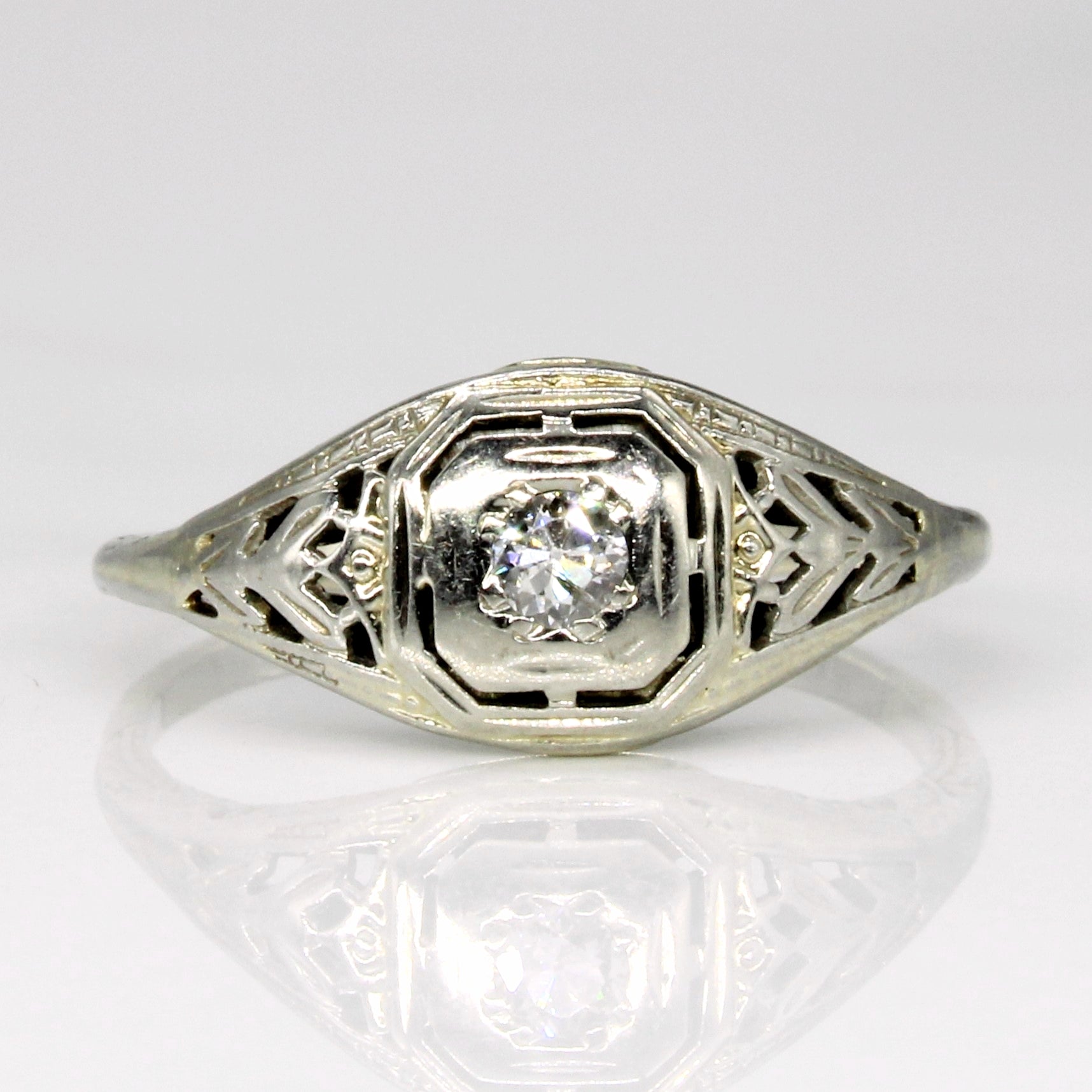 Art Deco European Cut Diamond Ring | 0.10ct | SZ 6.75 |