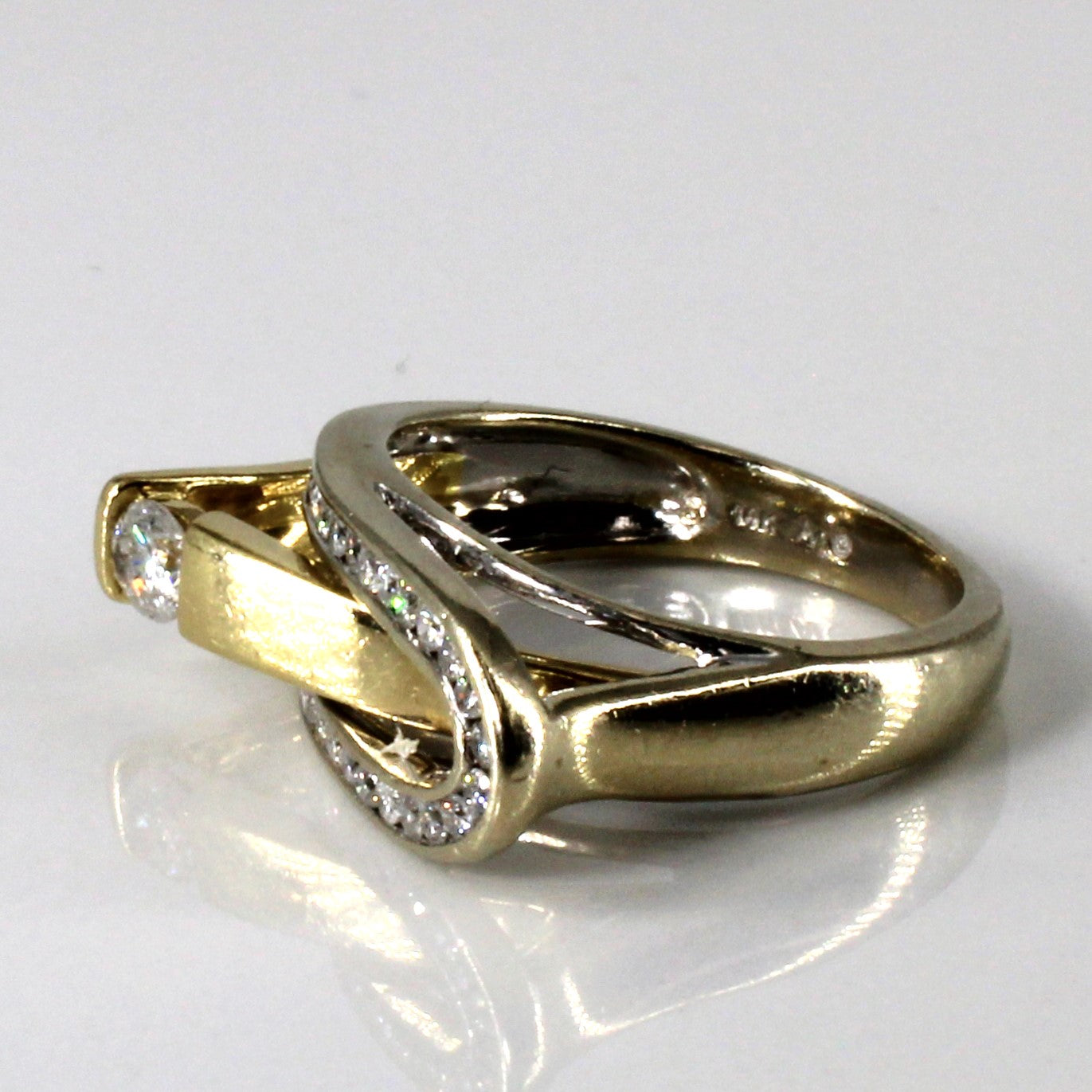 Channel Set Diamond Buckle Gold Ring | 0.55ctw | SZ 6.75 |