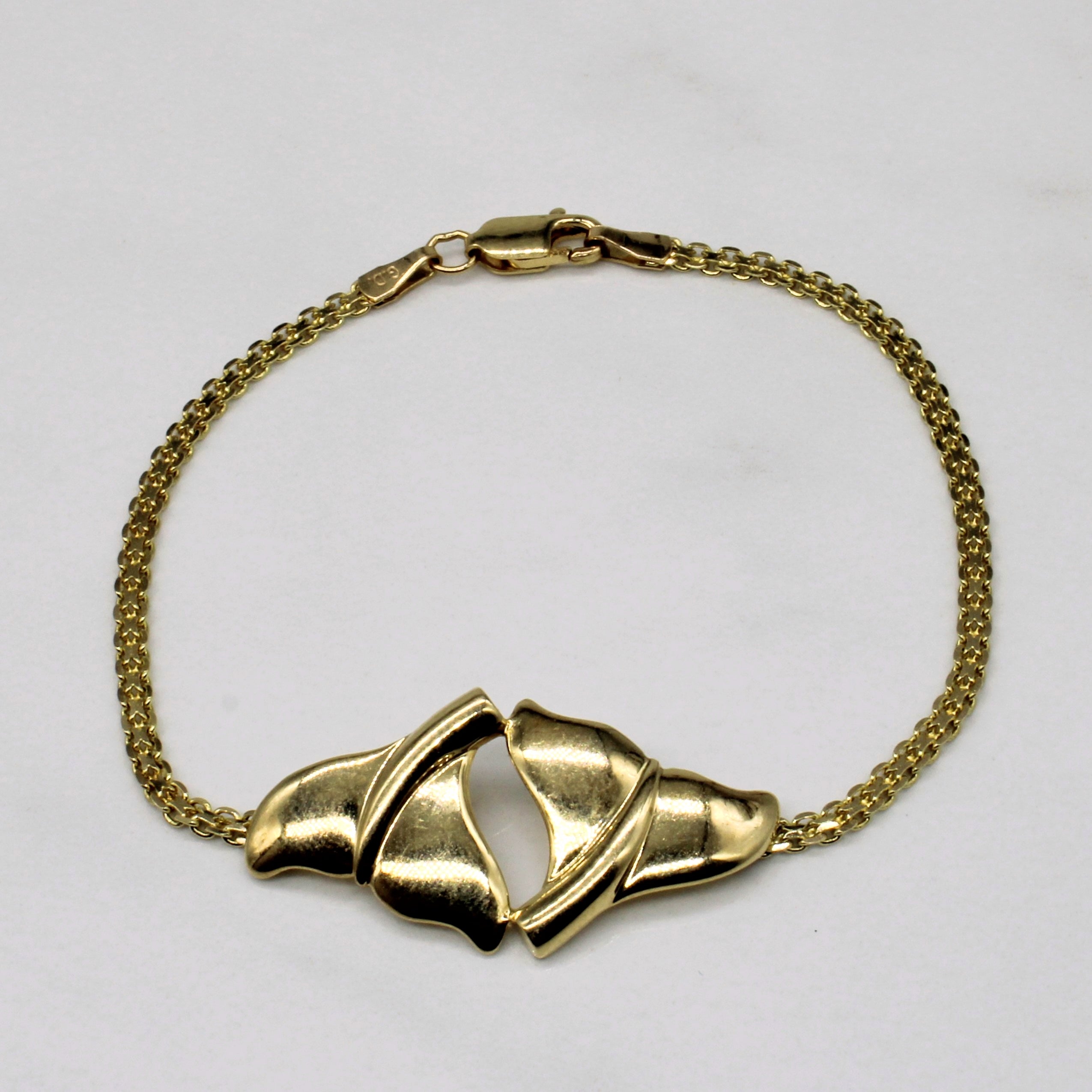 14k Yellow Gold Dolphin Tail Bracelet | 7" |